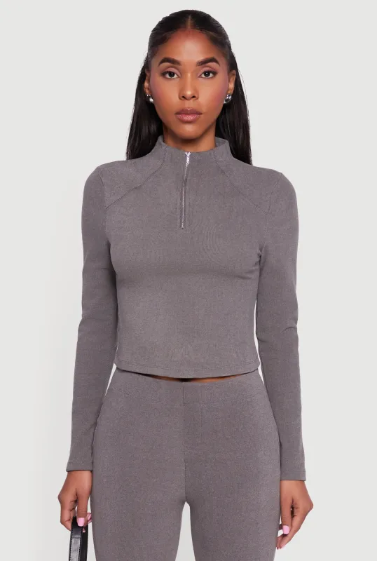 Brushed Rib Knit Long Sleeve Mock Neck Top sold by Rainbow