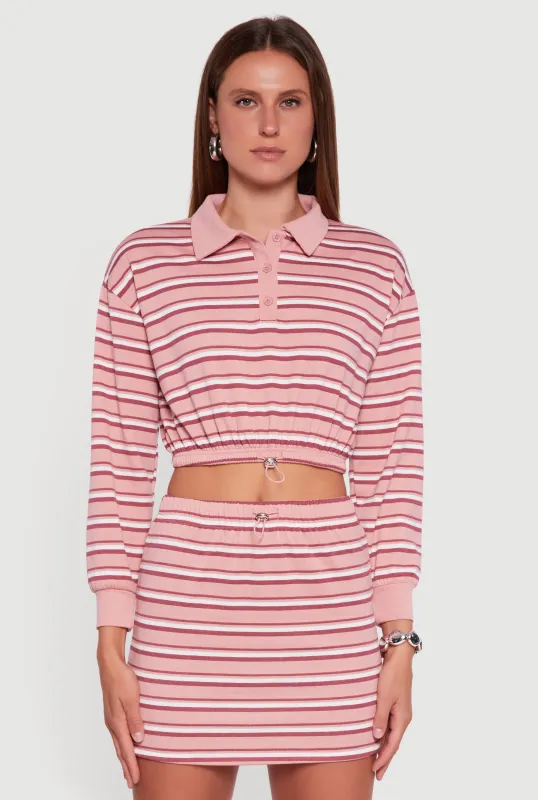 Almost Famous Striped Fleece Pullover Crop Top sold by Rainbow