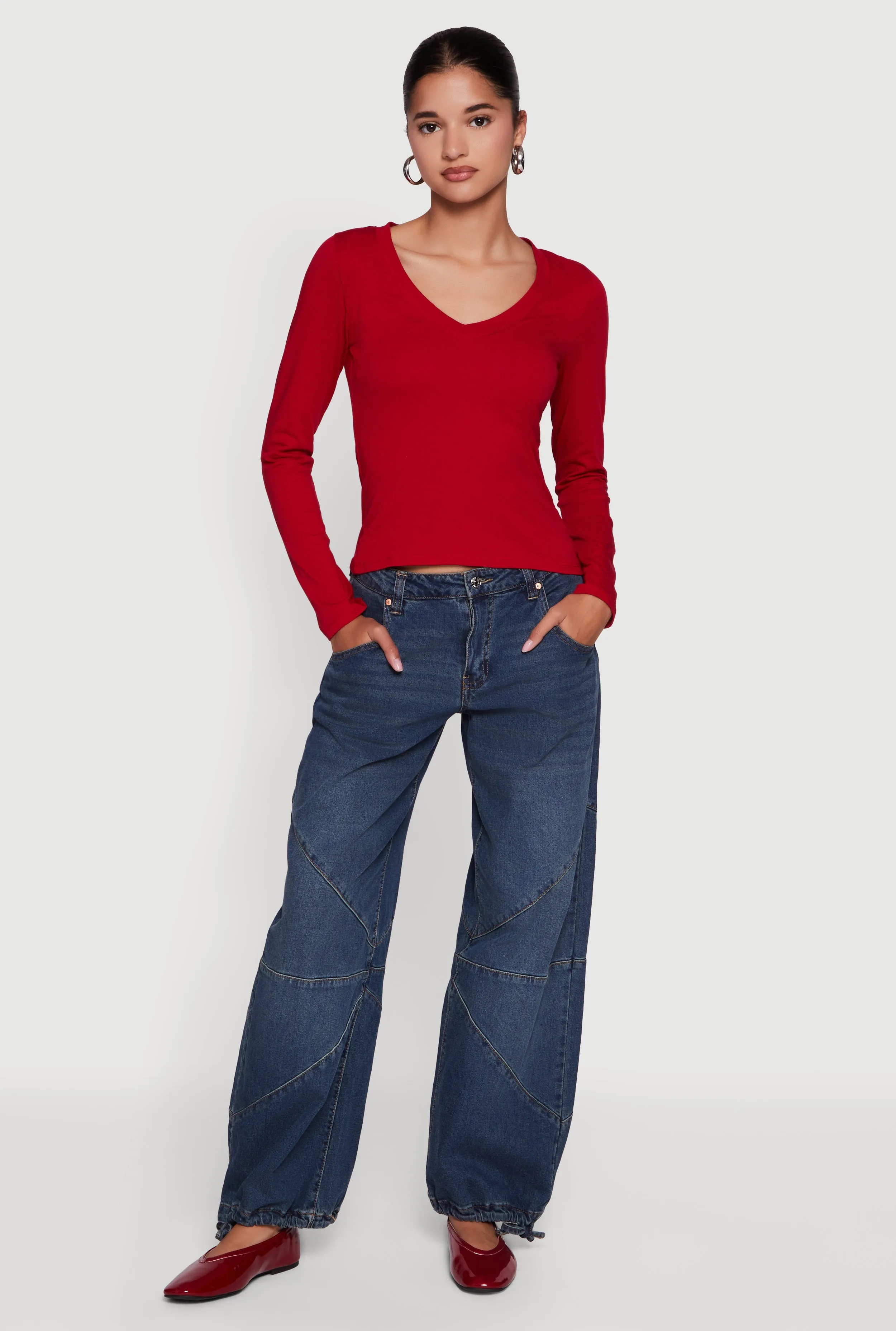 Long Sleeve V Neck T-Shirt sold by Rainbow