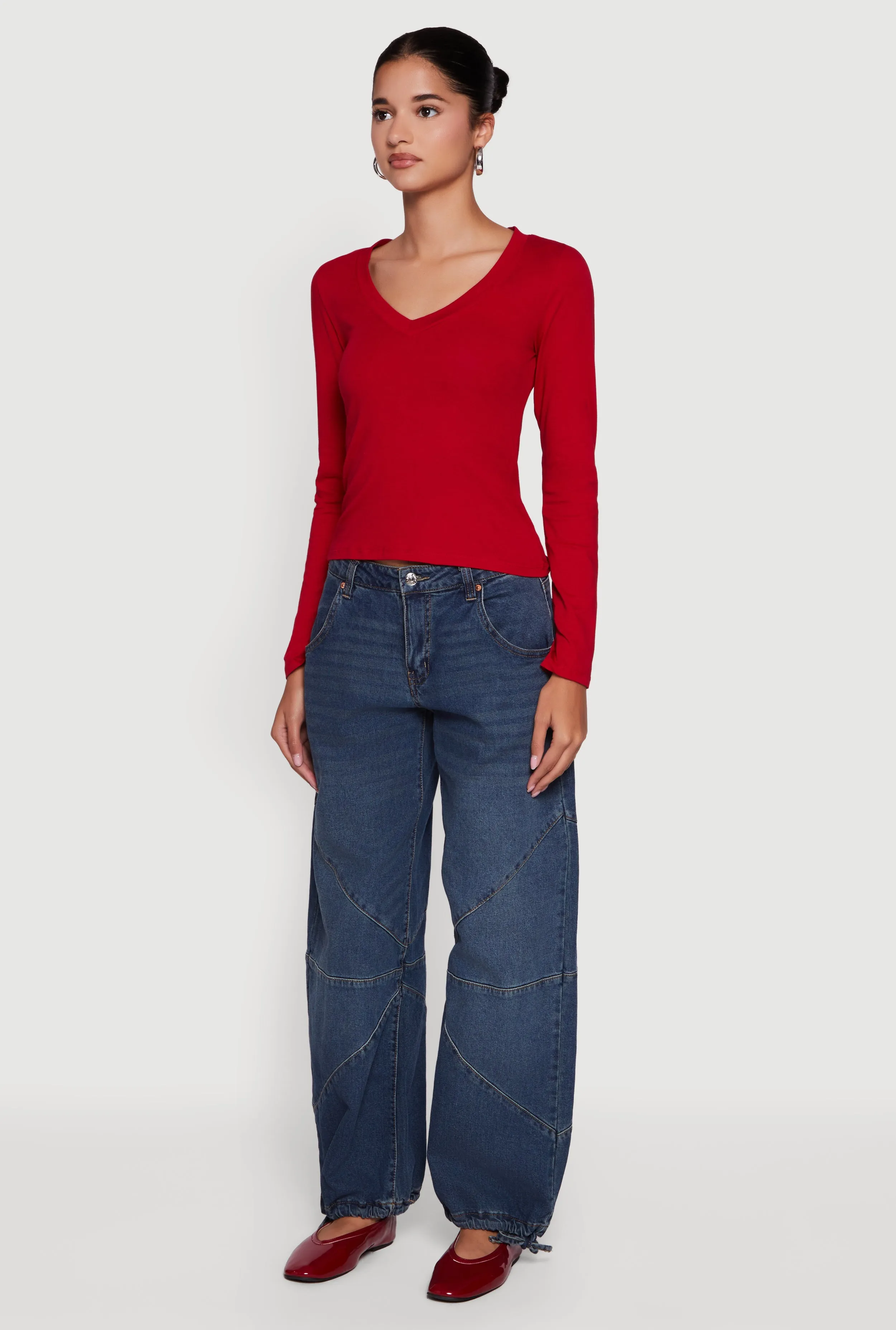 Long Sleeve V Neck T-Shirt sold by Rainbow product image thumbnail 5