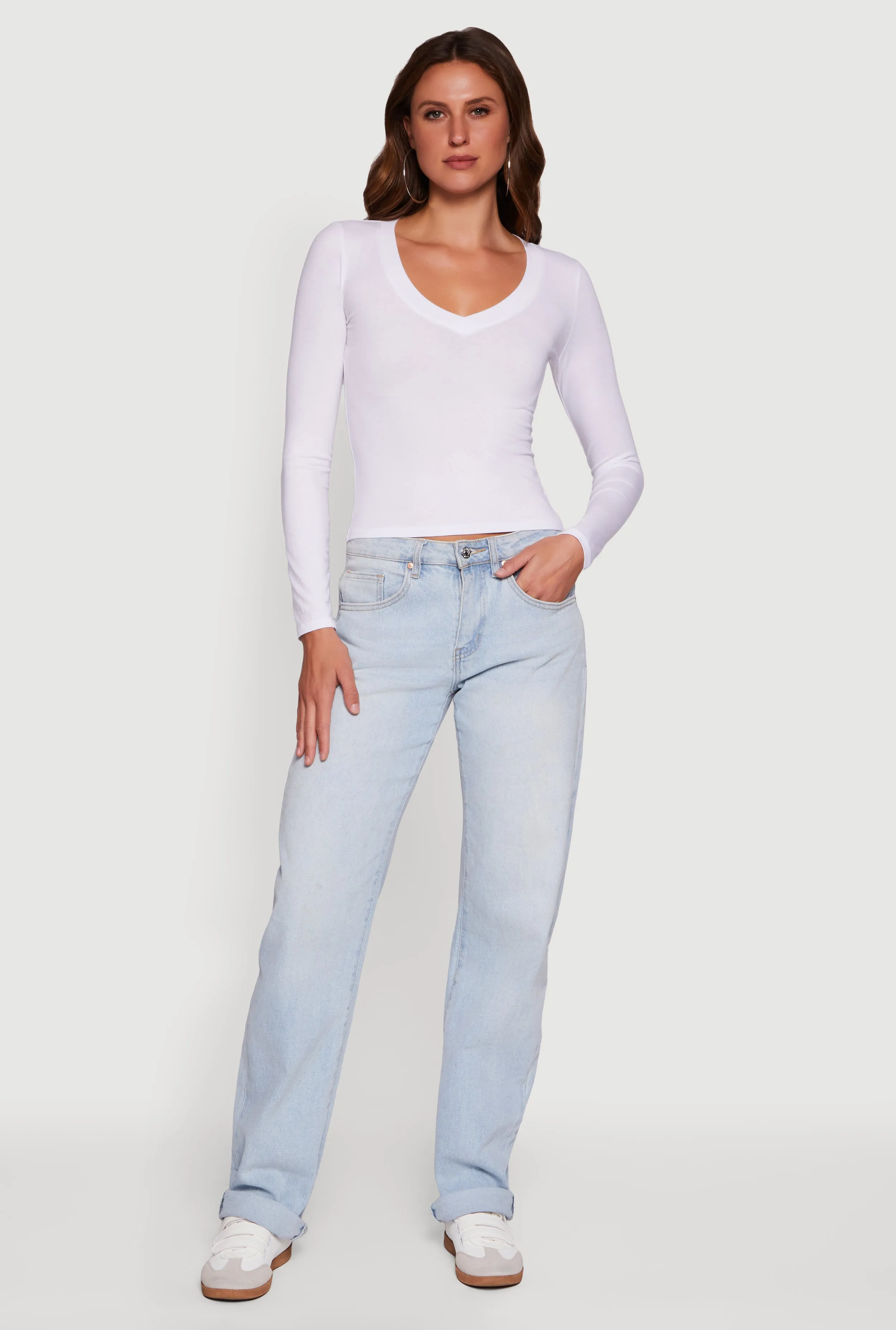 Long Sleeve V Neck T-Shirt sold by Rainbow