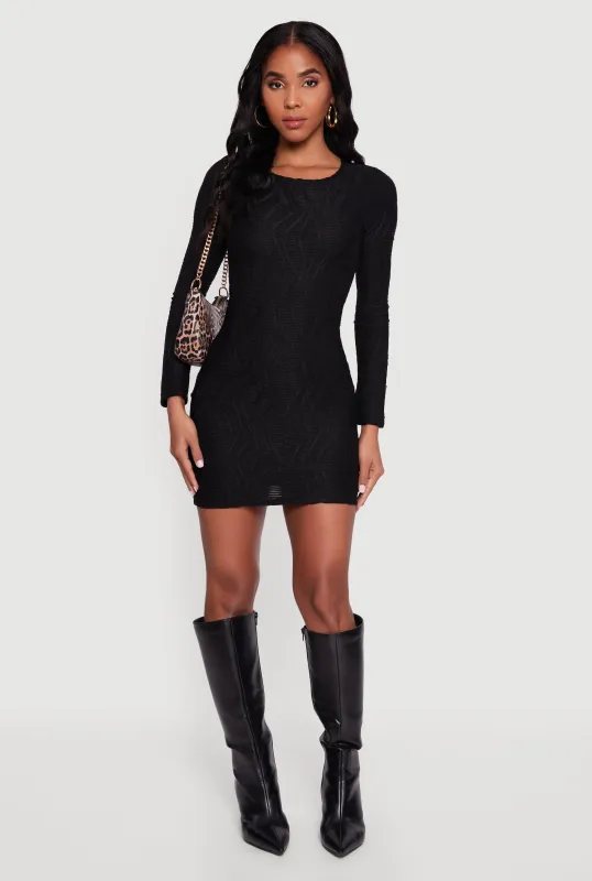 Keyhole Back Textured Mesh Mini Dress sold by Rainbow