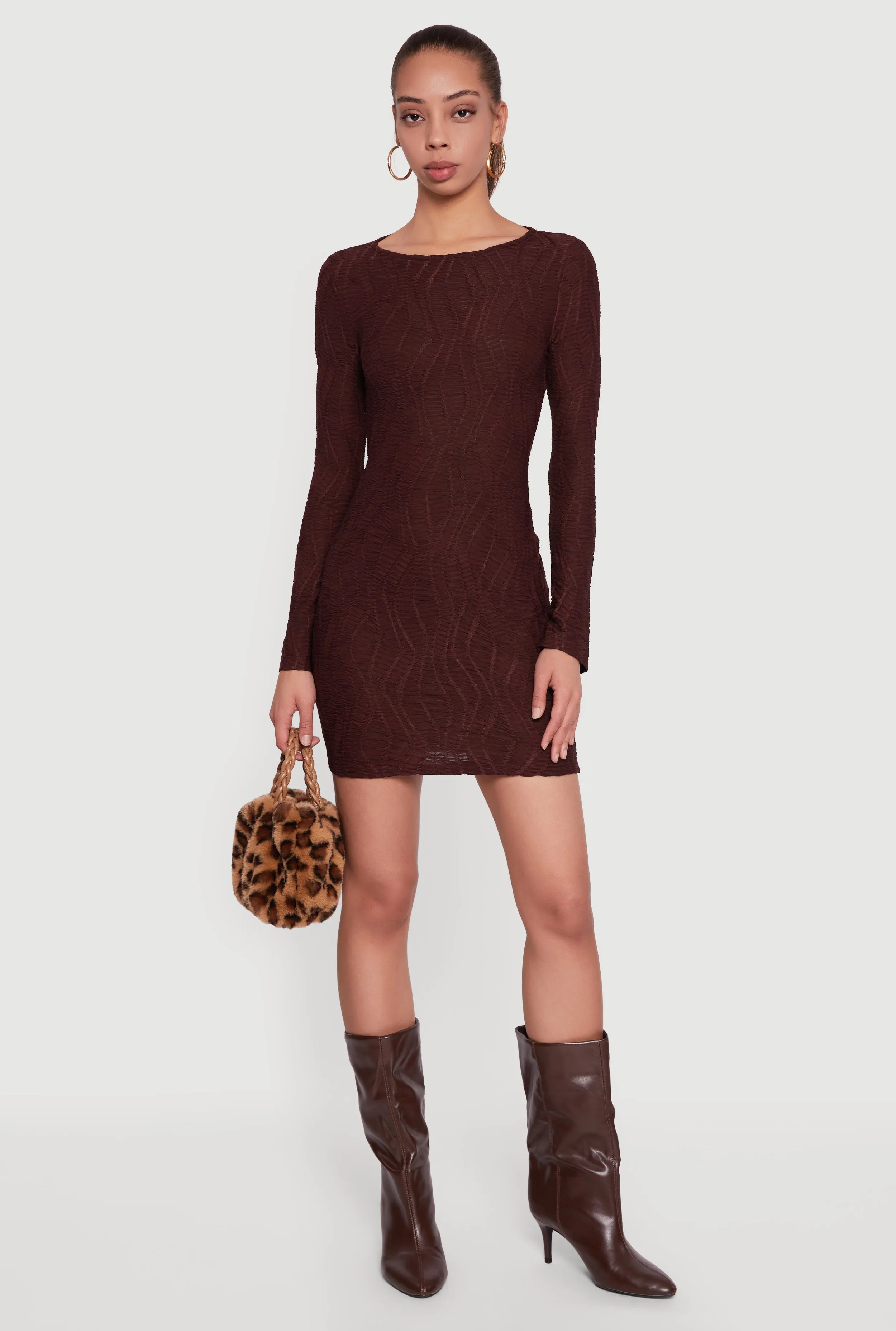 Keyhole Back Textured Mesh Mini Dress sold by Rainbow product image thumbnail 2