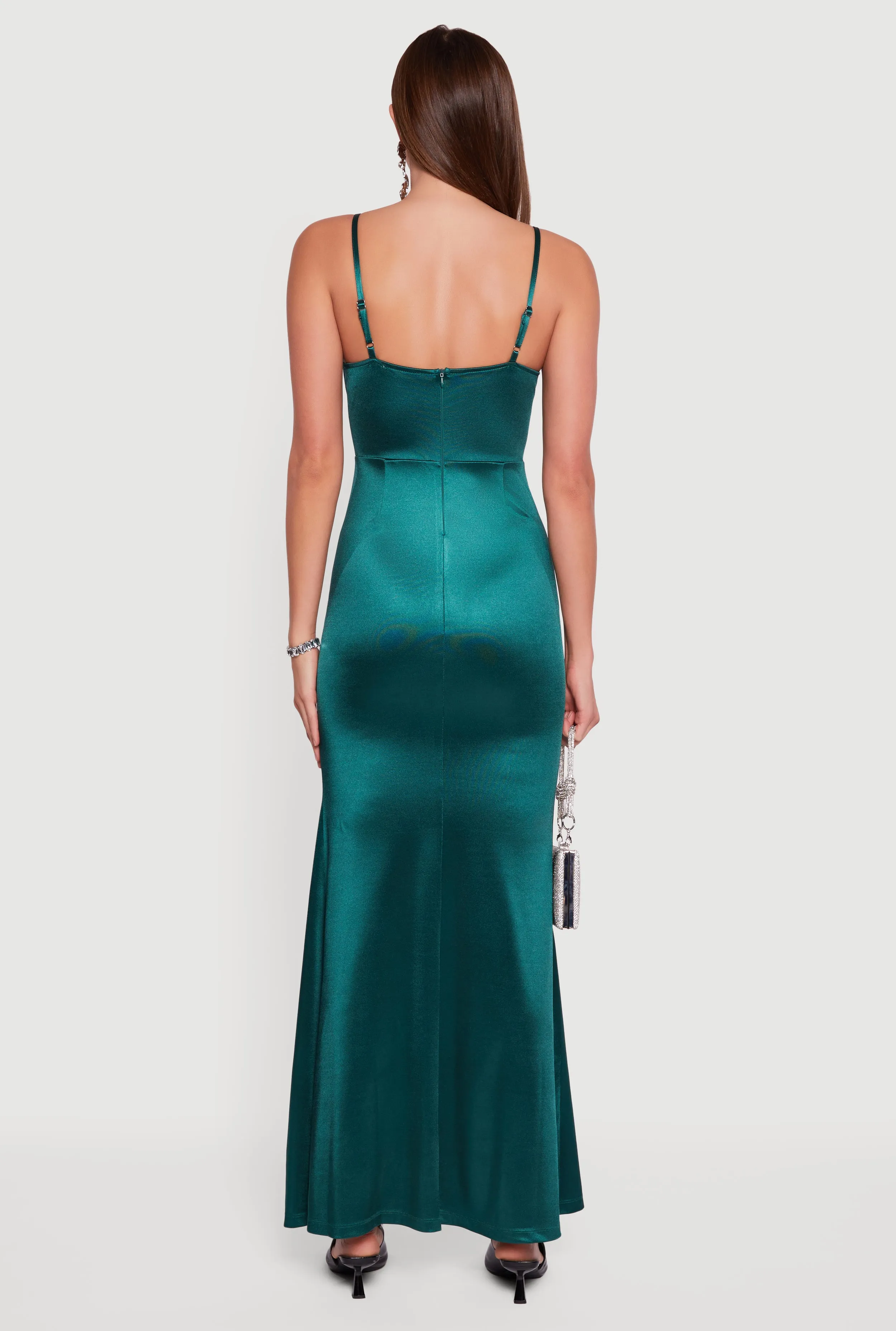 Pleated Sweetheart Cowl Neck Bustier Maxi Dress sold by Rainbow product image thumbnail 5