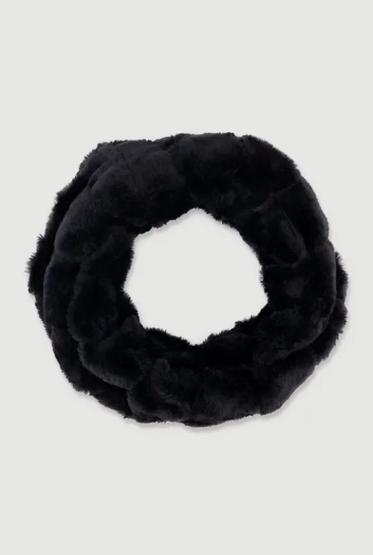 Ribbed Knit Faux Fur Neck Warmer sold by Rainbow