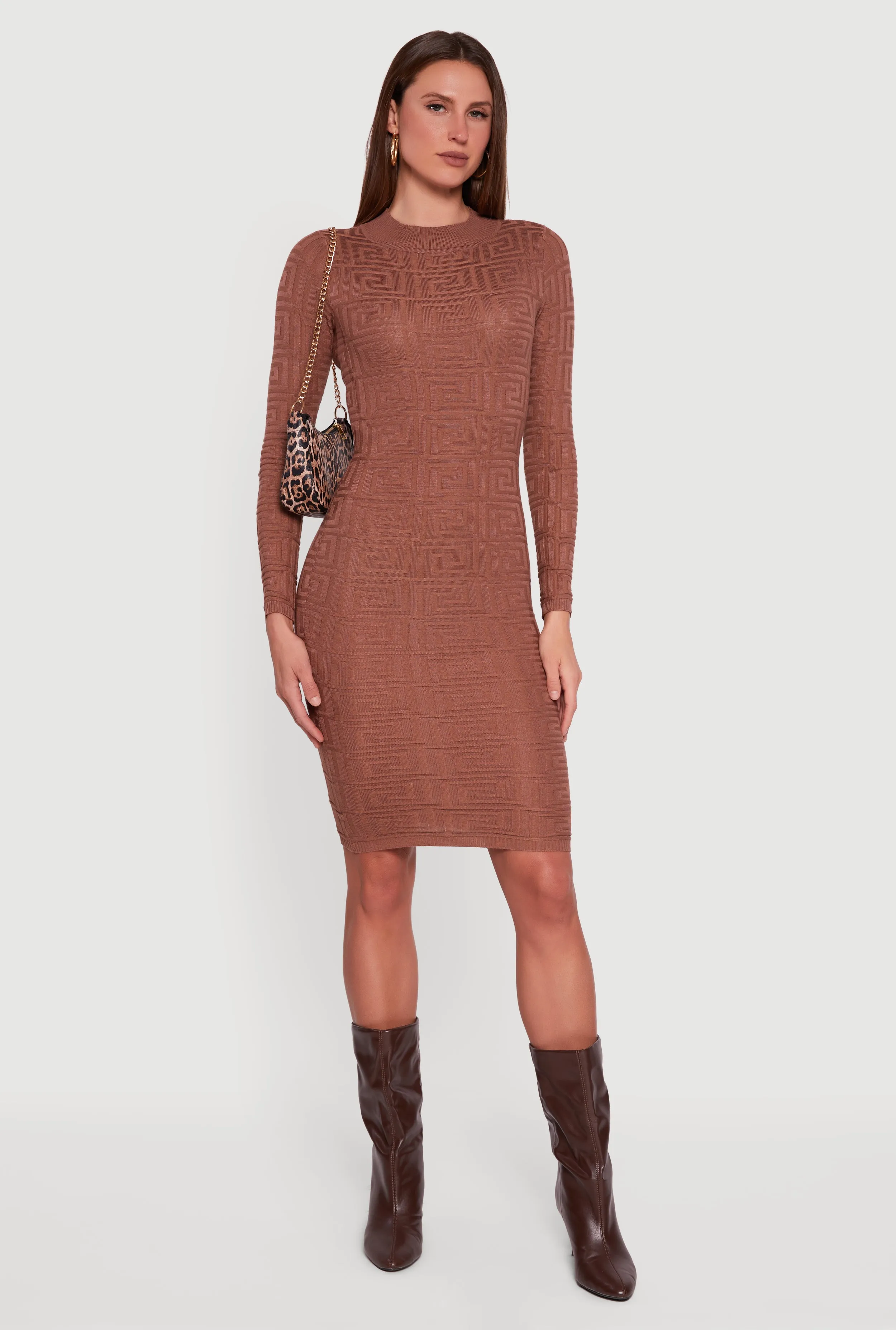 Long Sleeve Sweater Dress with Greek Key Pattern sold by Rainbow product image thumbnail 2