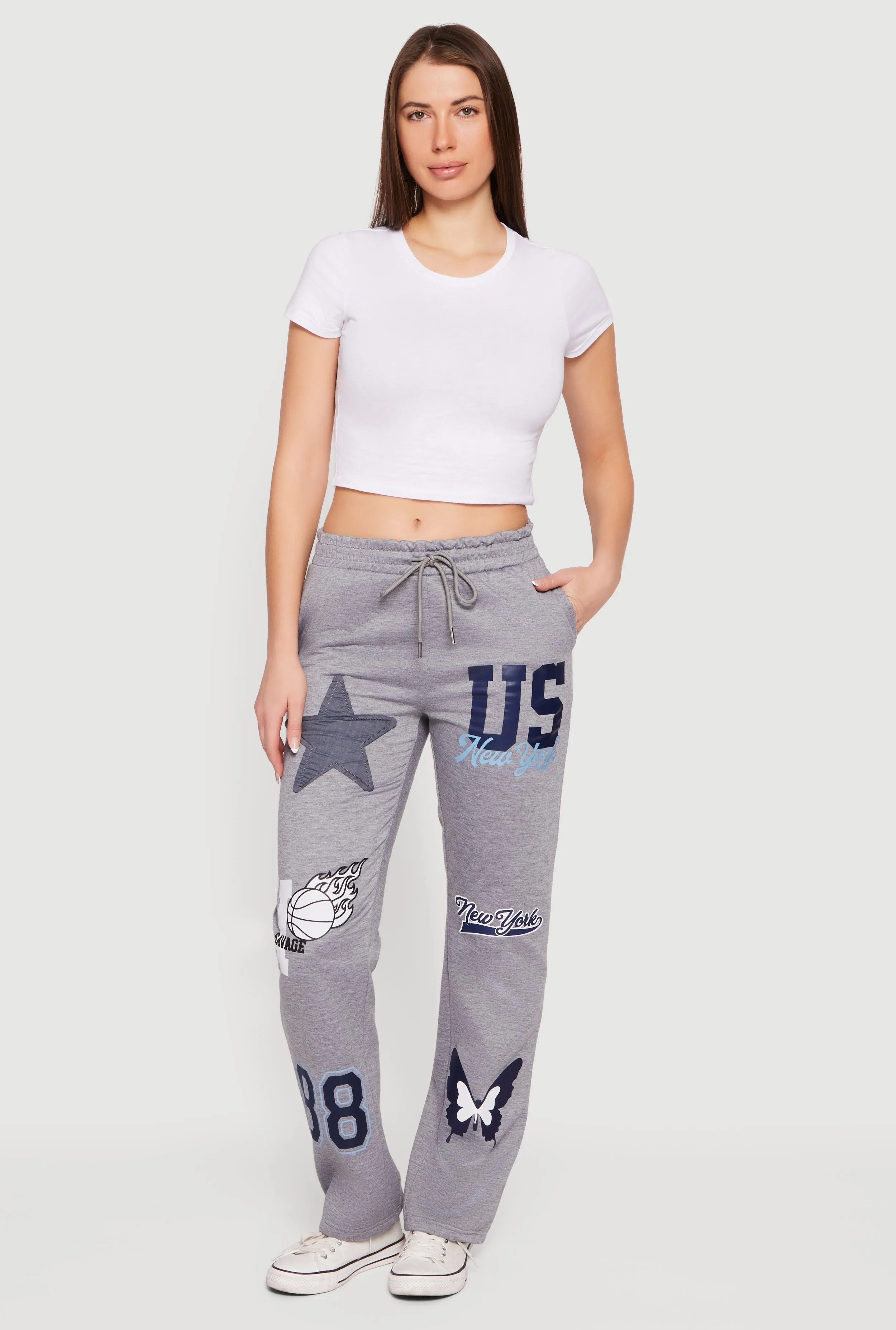 Mid Rise Assorted Patch Graphic Sweatpants sold by Rainbow product image thumbnail 2