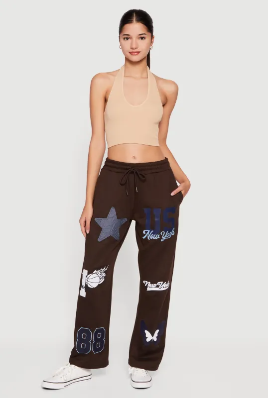 Mid Rise Assorted Patch Graphic Sweatpants sold by Rainbow