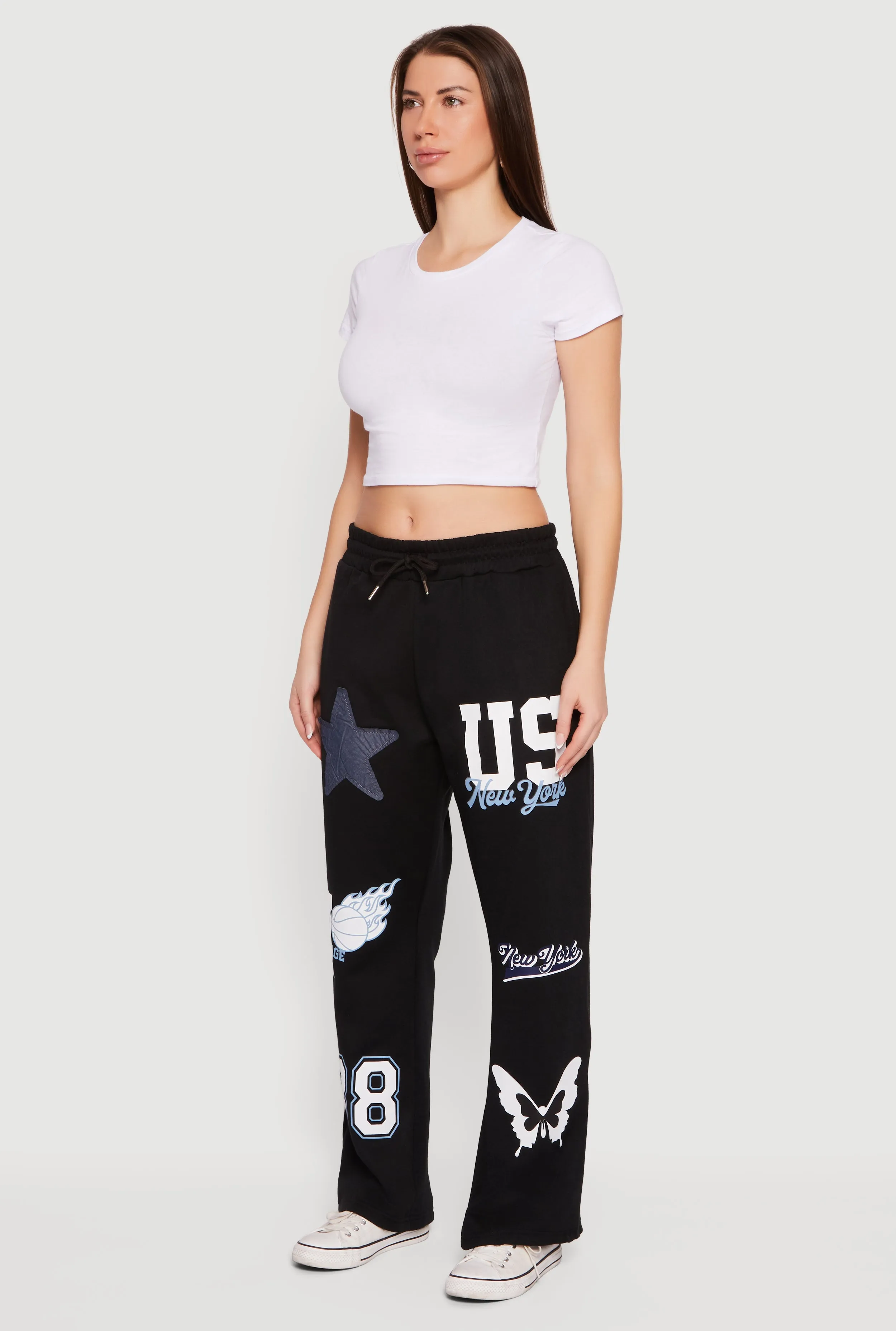 Mid Rise Assorted Patch Graphic Sweatpants sold by Rainbow product image thumbnail 3
