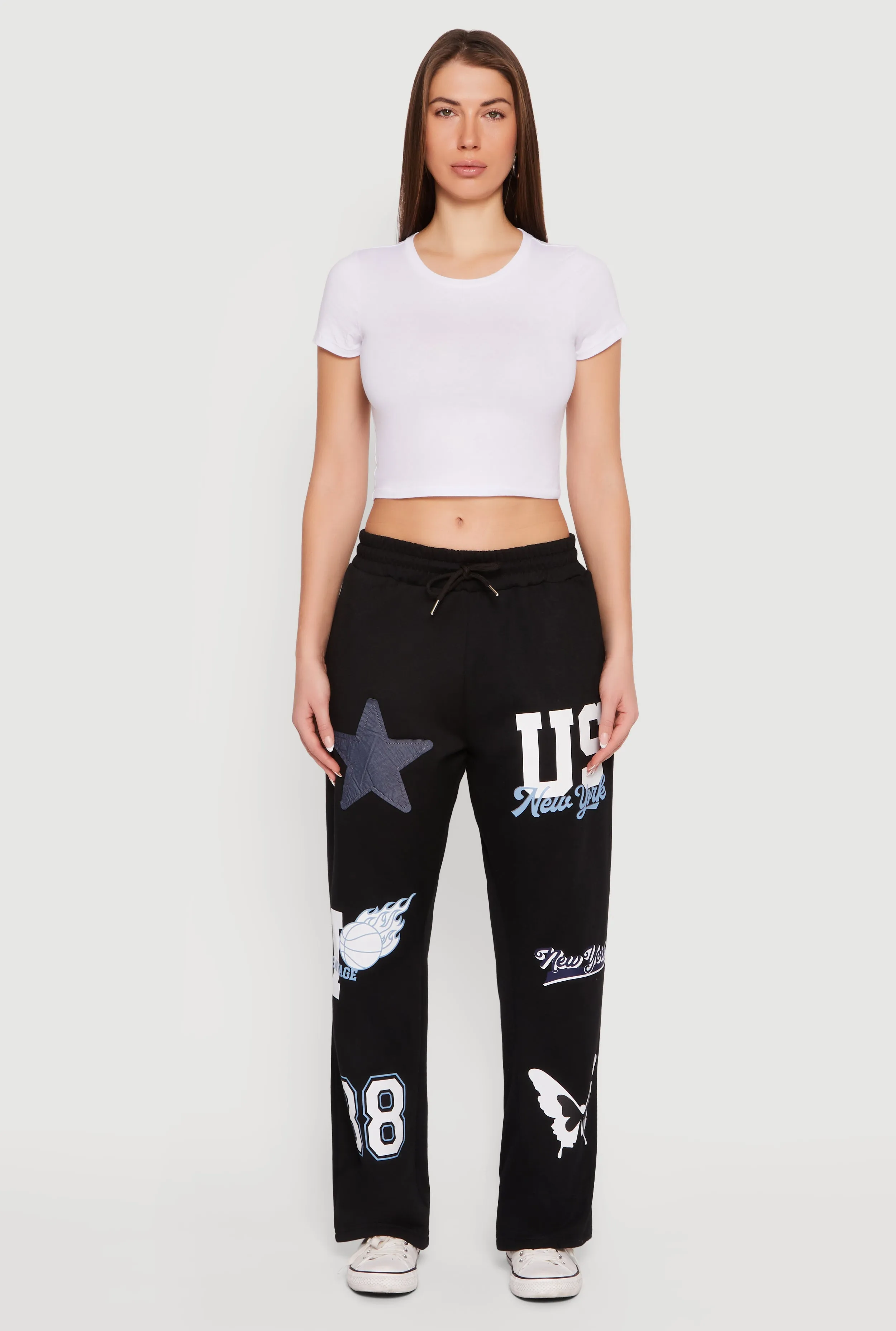 Mid Rise Assorted Patch Graphic Sweatpants sold by Rainbow