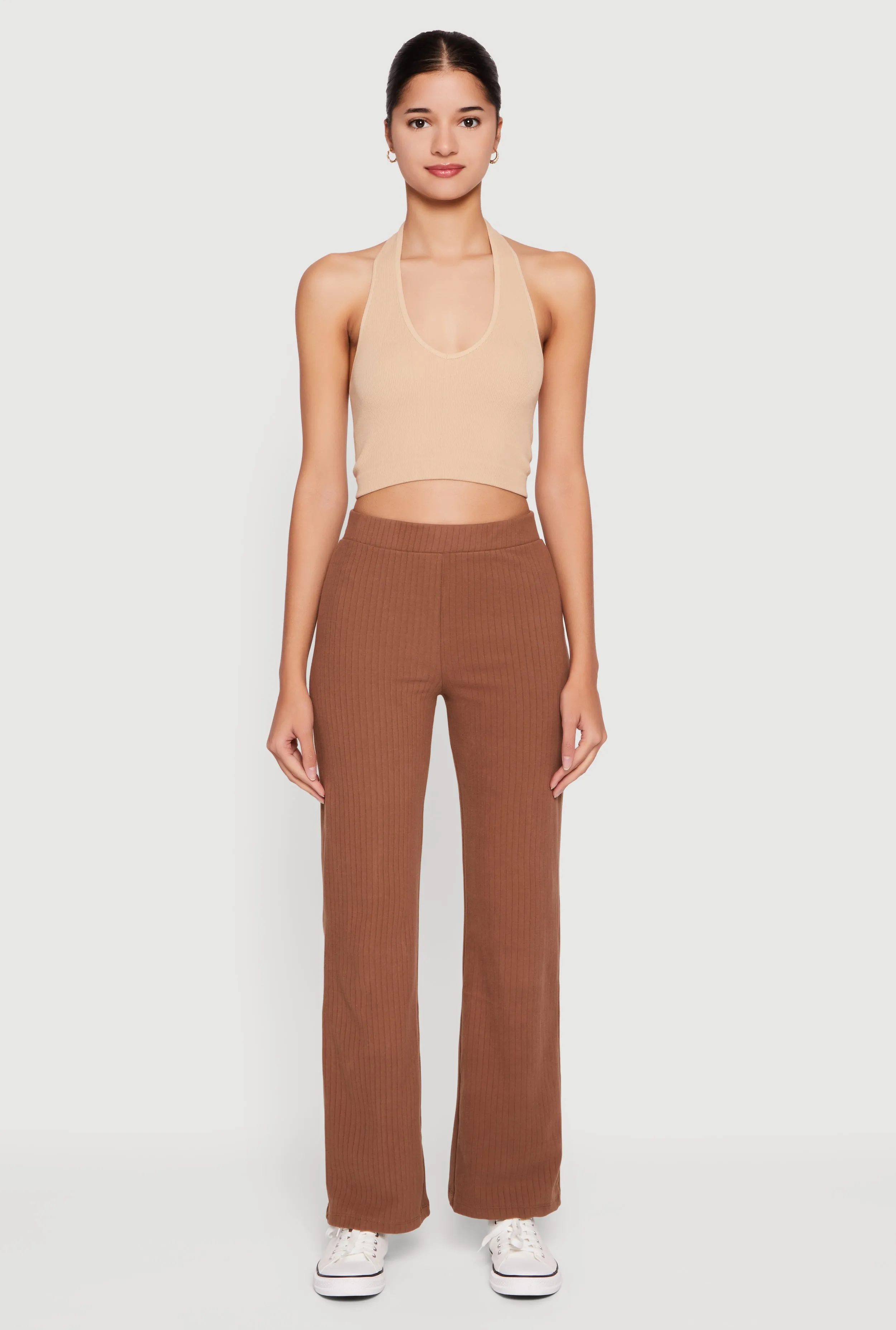 Brushed Ribbed Knit Straight Leg Pants sold by Rainbow product image thumbnail 3