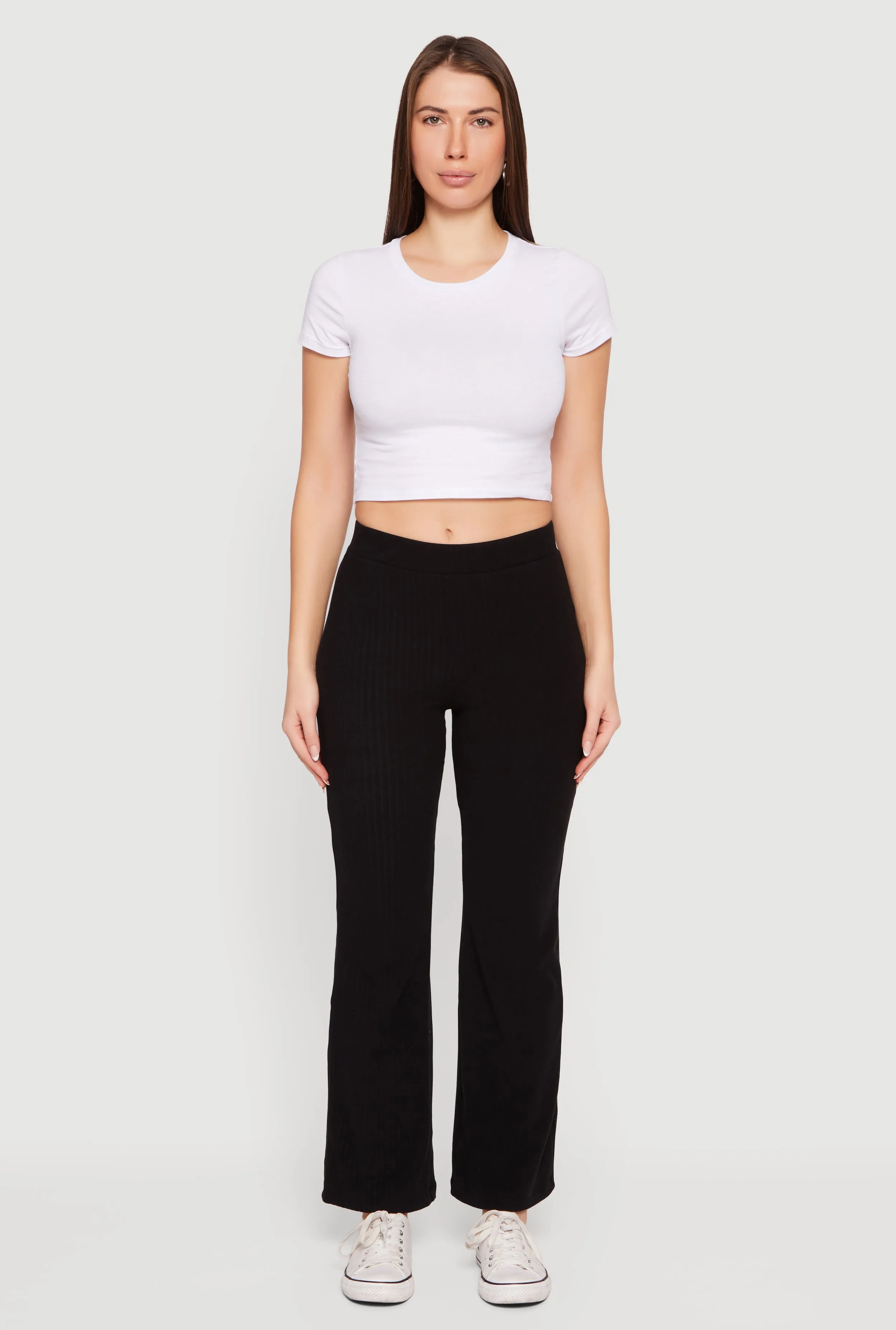 Brushed Ribbed Knit Straight Leg Pants sold by Rainbow