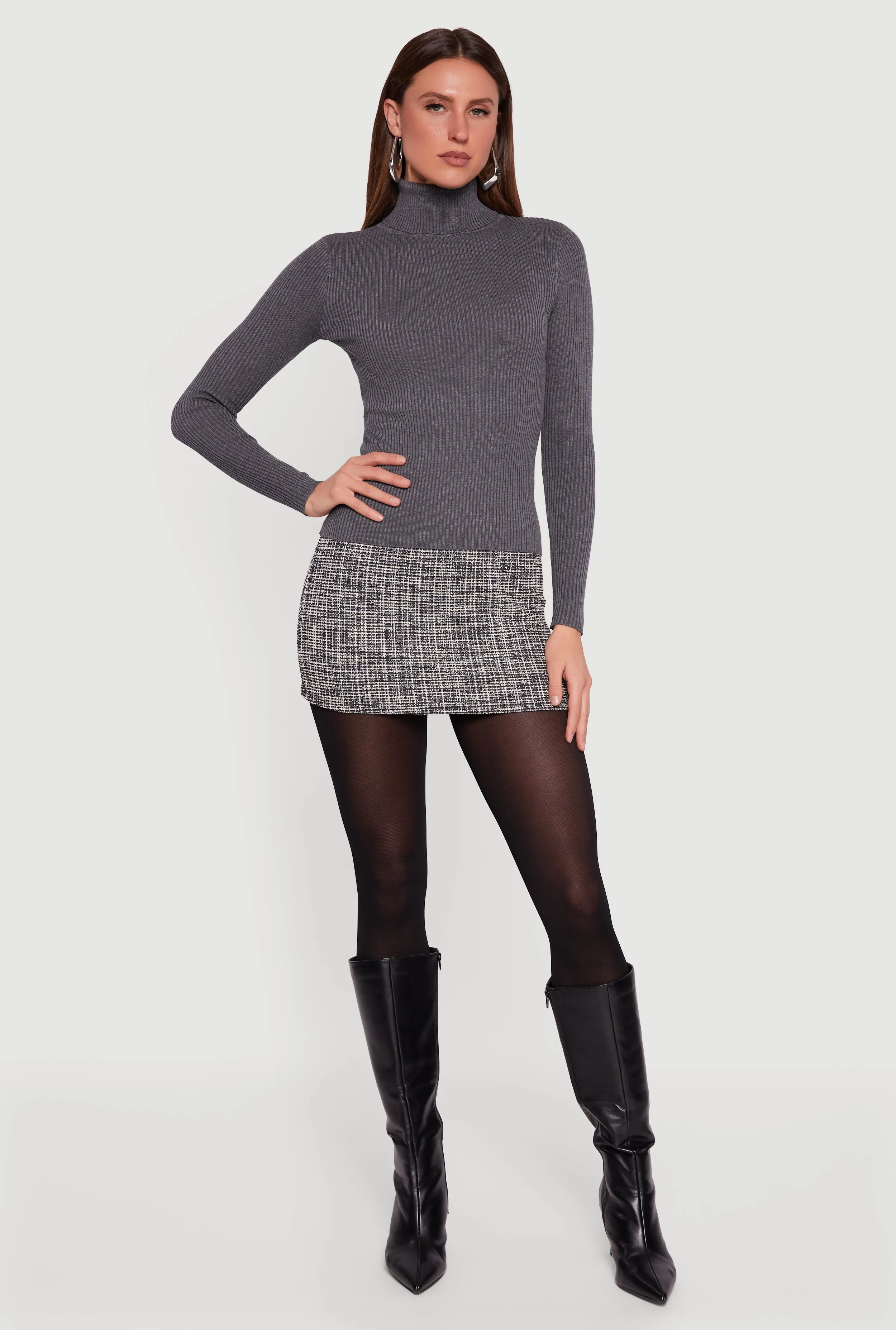 Rib Knit Long Sleeve Turtleneck Top sold by Rainbow