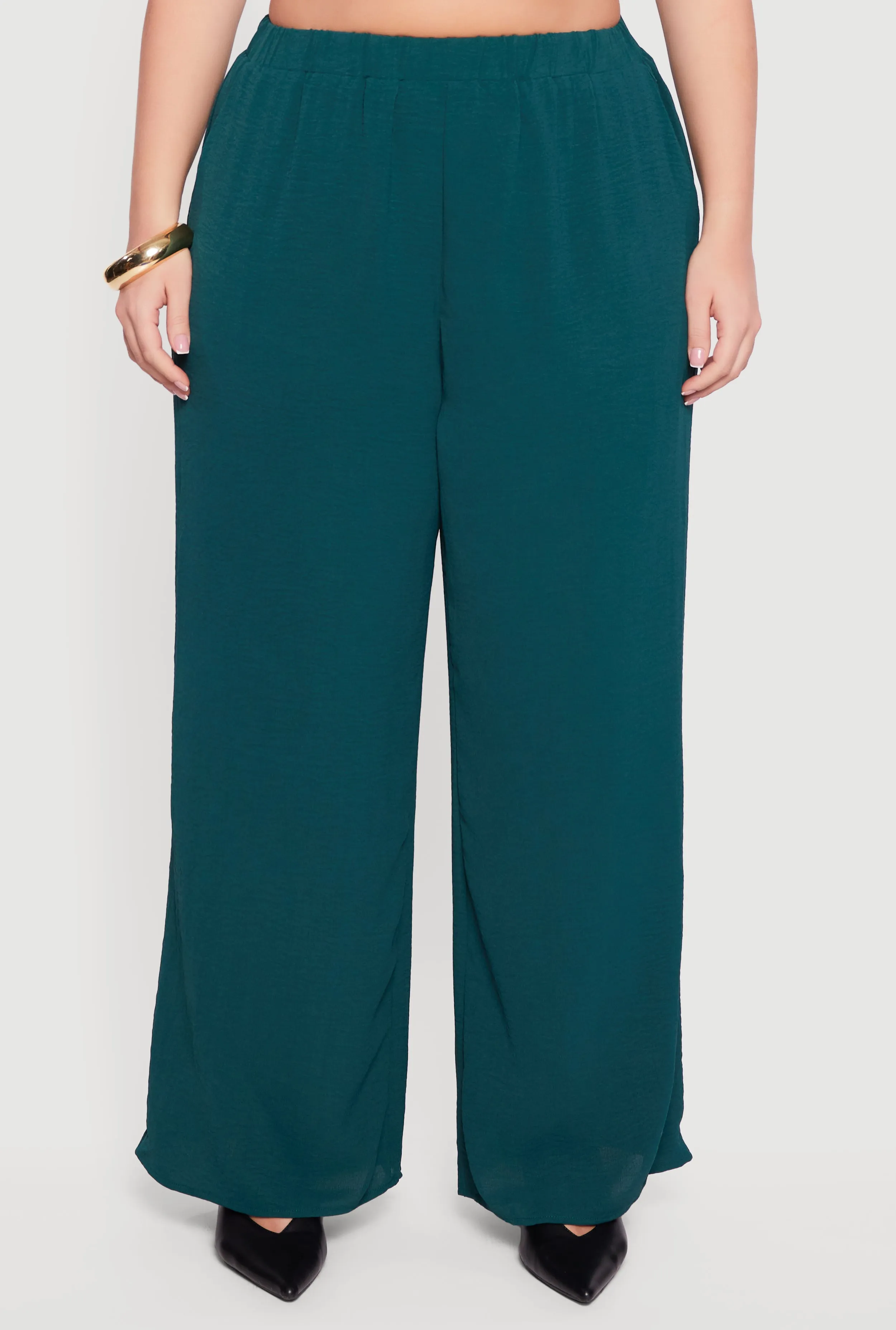 Plus Size High Waisted Wide Leg Crepe Knit Casual Pants sold by Rainbow product image thumbnail 3