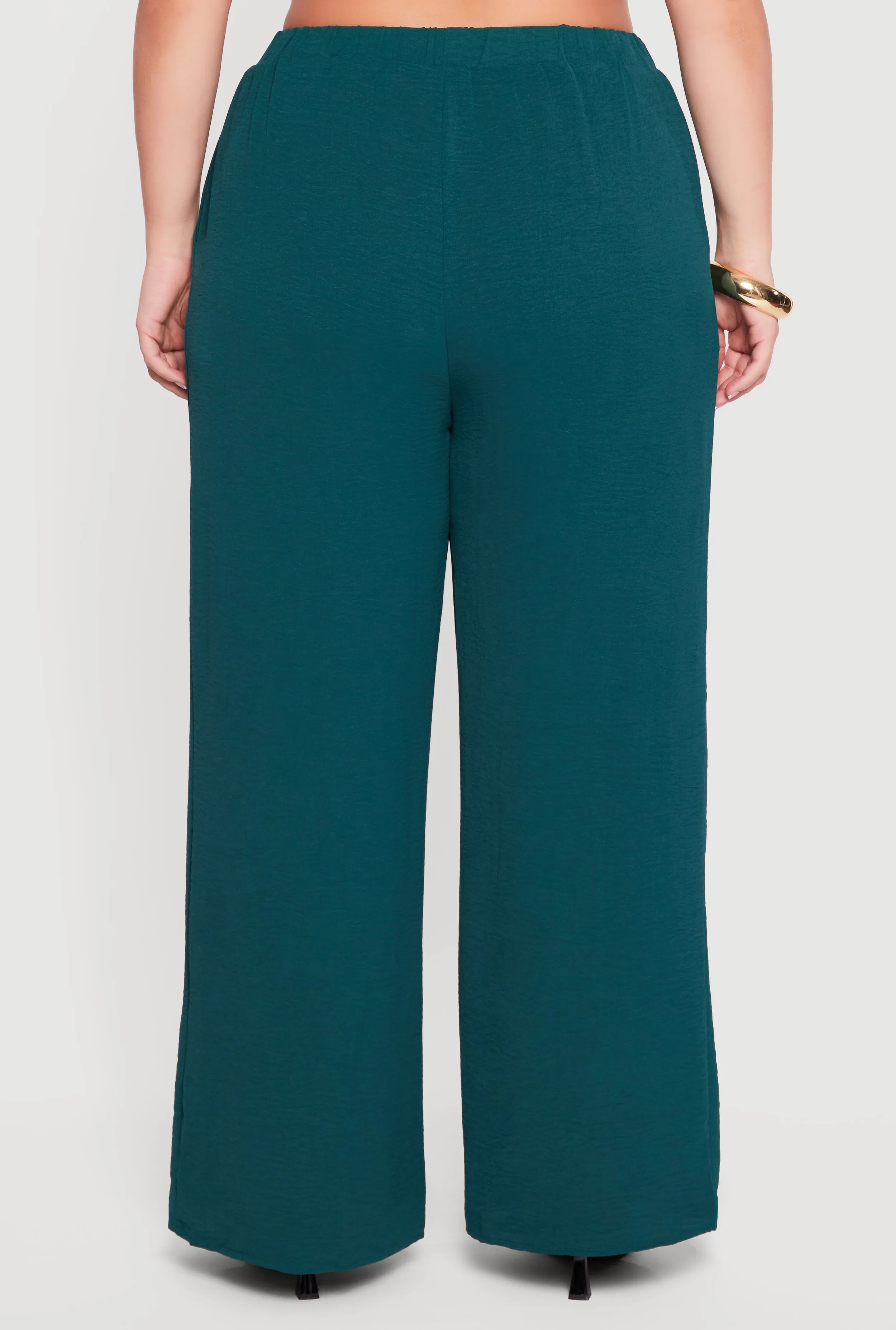 Plus Size High Waisted Wide Leg Crepe Knit Casual Pants sold by Rainbow product image thumbnail 5