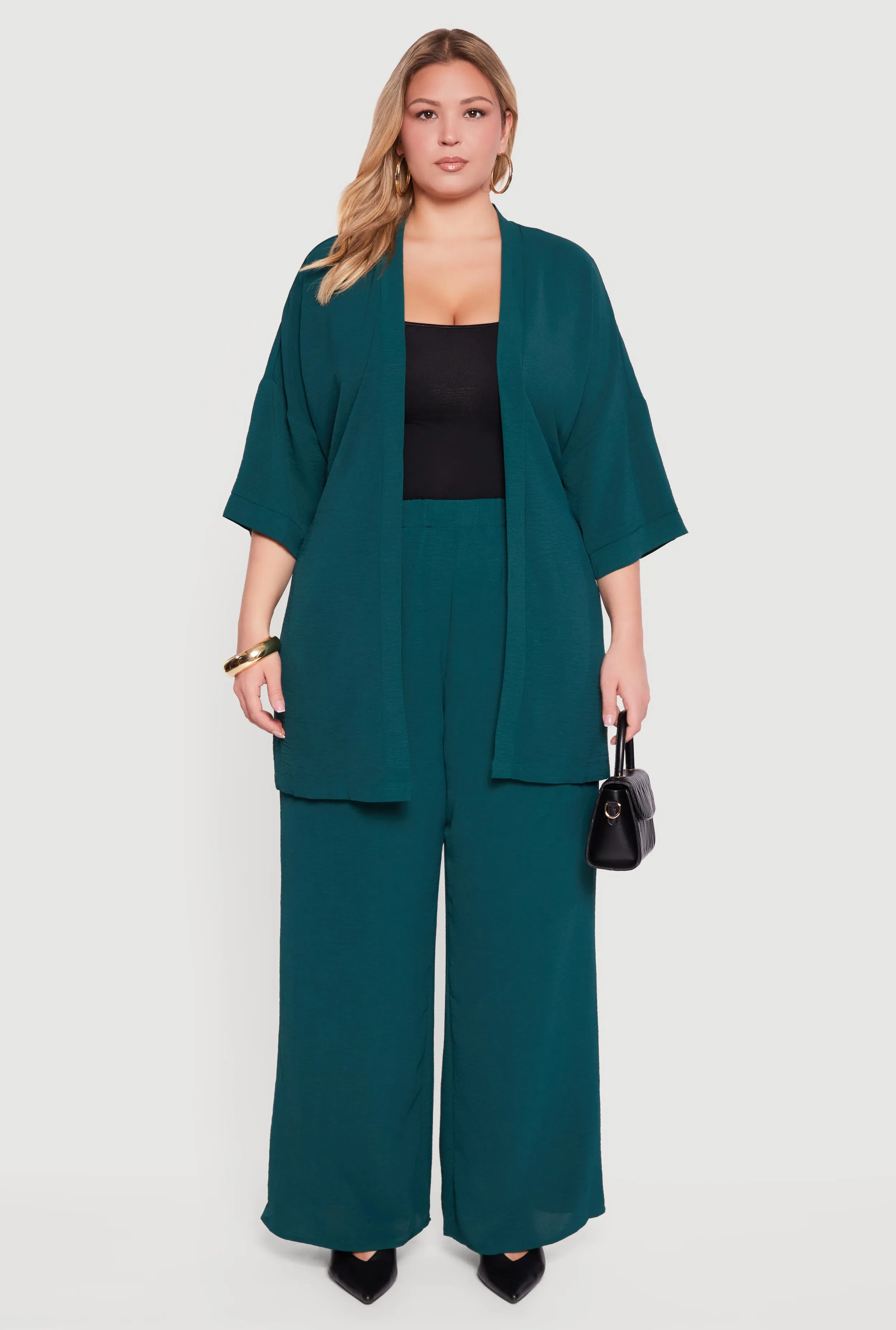 Plus Size High Waisted Wide Leg Crepe Knit Casual Pants sold by Rainbow product image thumbnail 2