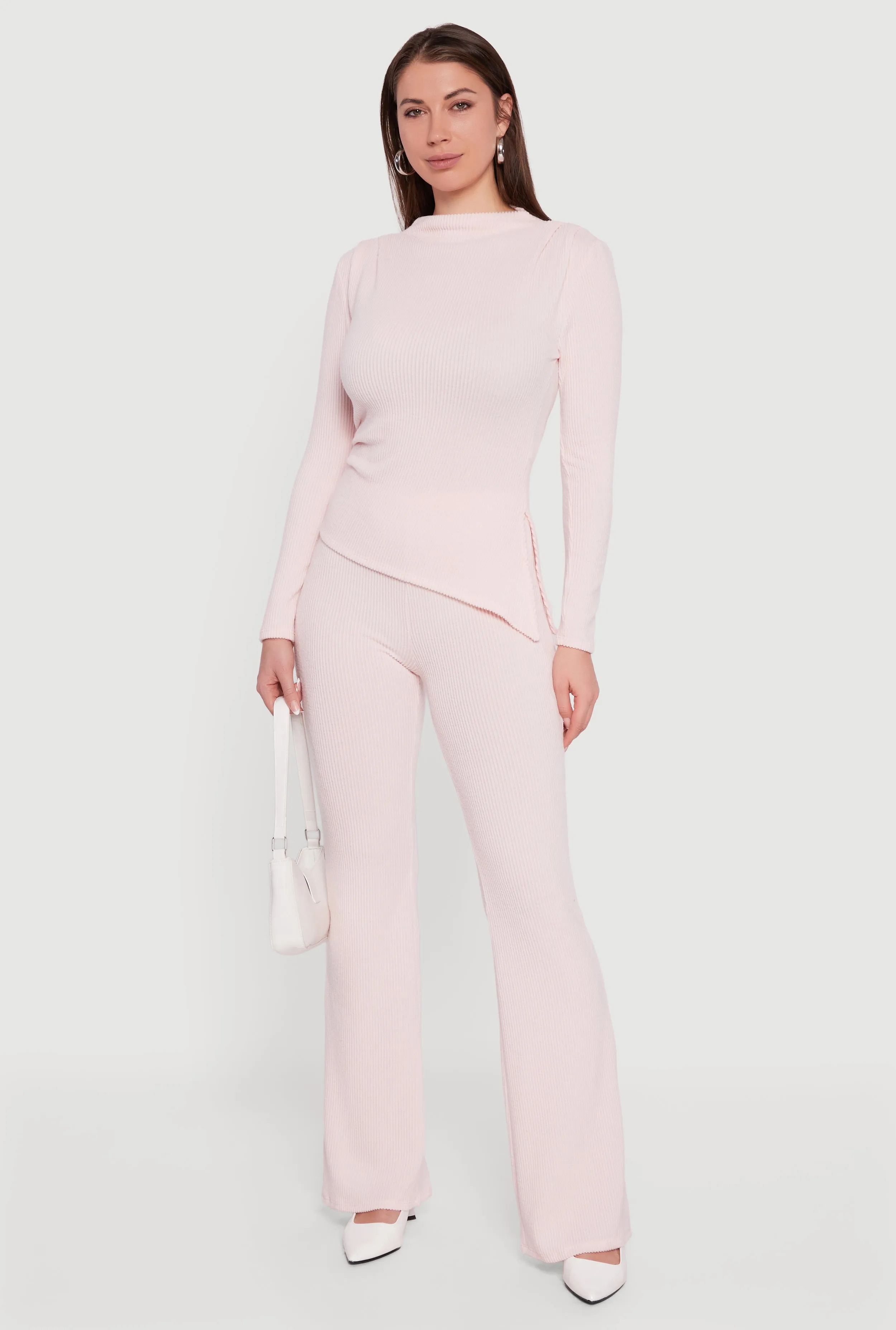 Brushed Rib Knit Asymmetrical Hem Blouse sold by Rainbow product image thumbnail 2