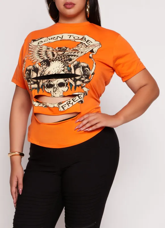 Plus Size Laser Cut Graphic T Shirt sold by Rainbow