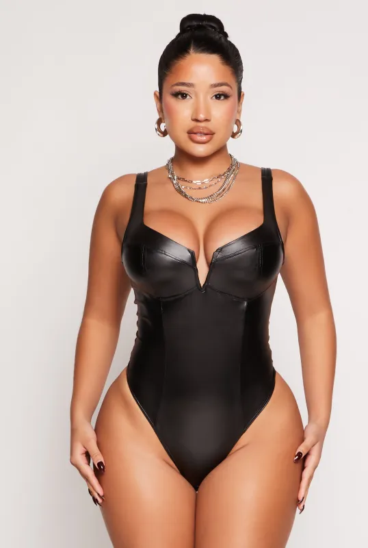 Iris Leather Look Bustier Bodysuit sold by Rainbow