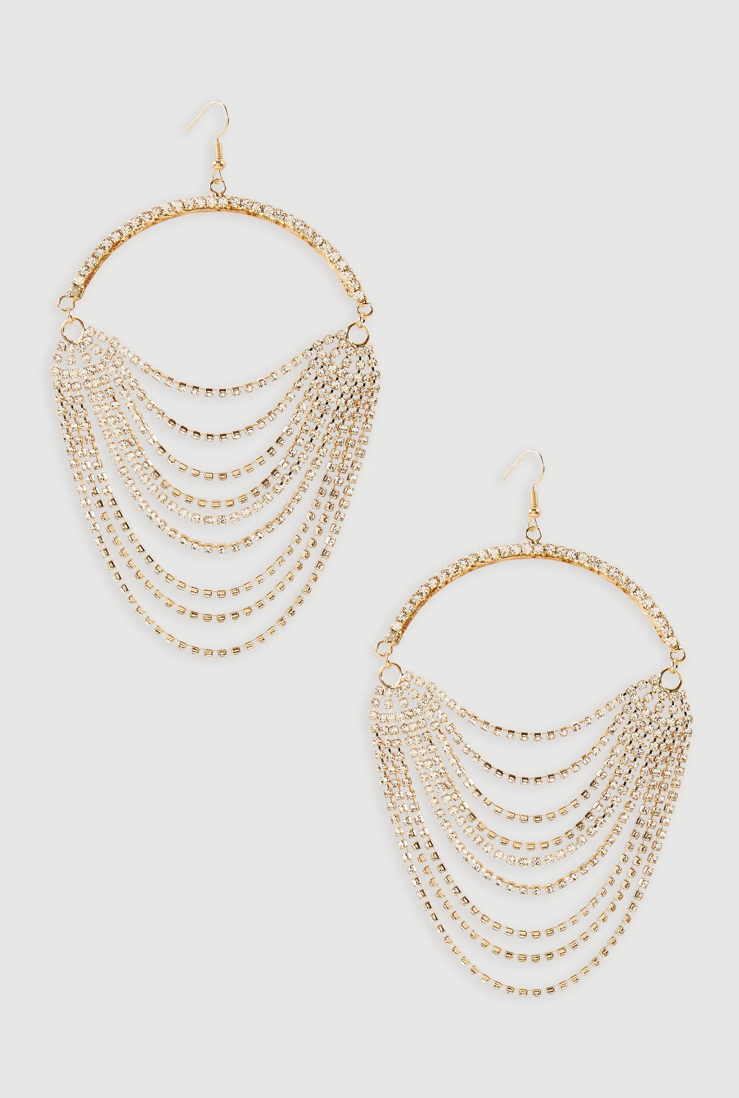 Layered Rhinestone Drop Earrings sold by Rainbow