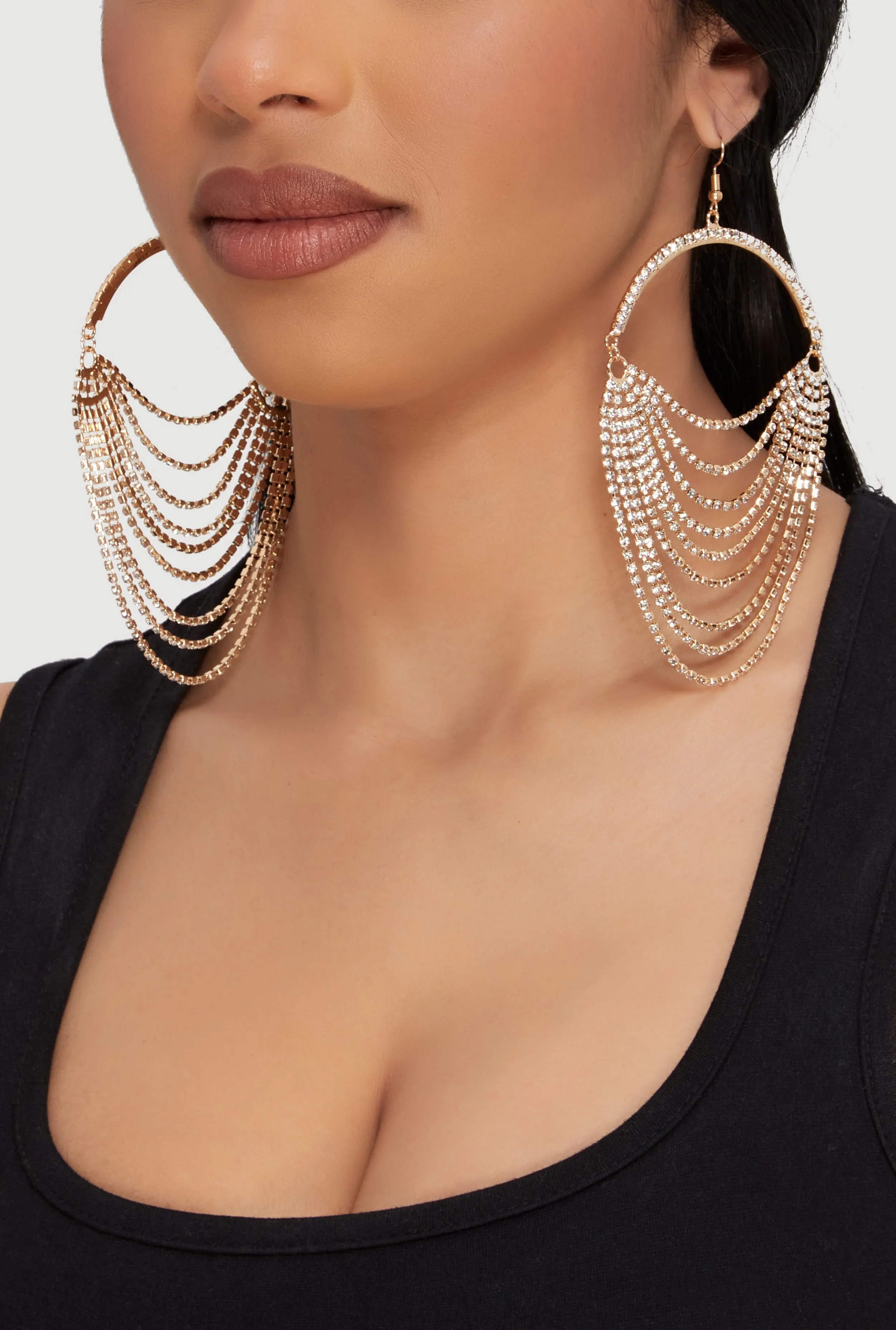 Layered Rhinestone Drop Earrings sold by Rainbow product image thumbnail 2