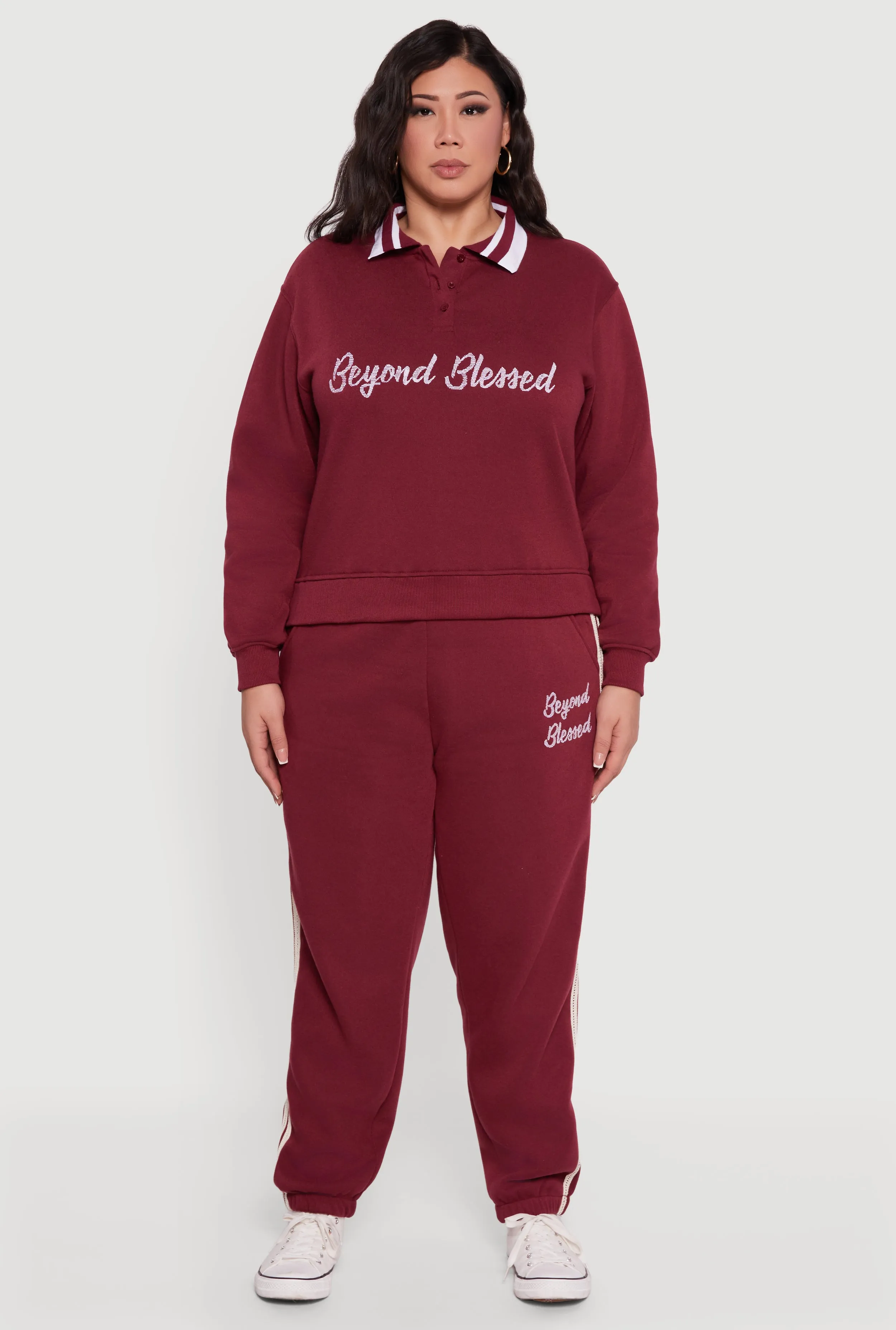 Plus Size Embroidered Beyond Blessed Graphic Sweatshirt sold by Rainbow product image thumbnail 3