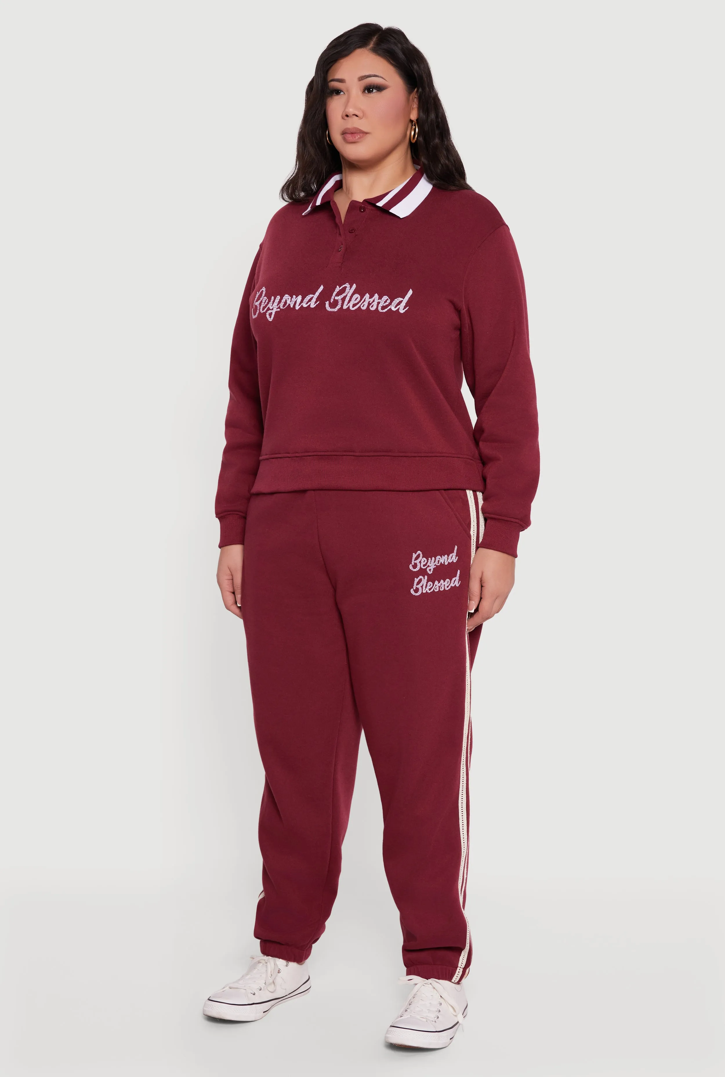 Plus Size Embroidered Beyond Blessed Graphic Sweatshirt sold by Rainbow product image thumbnail 5