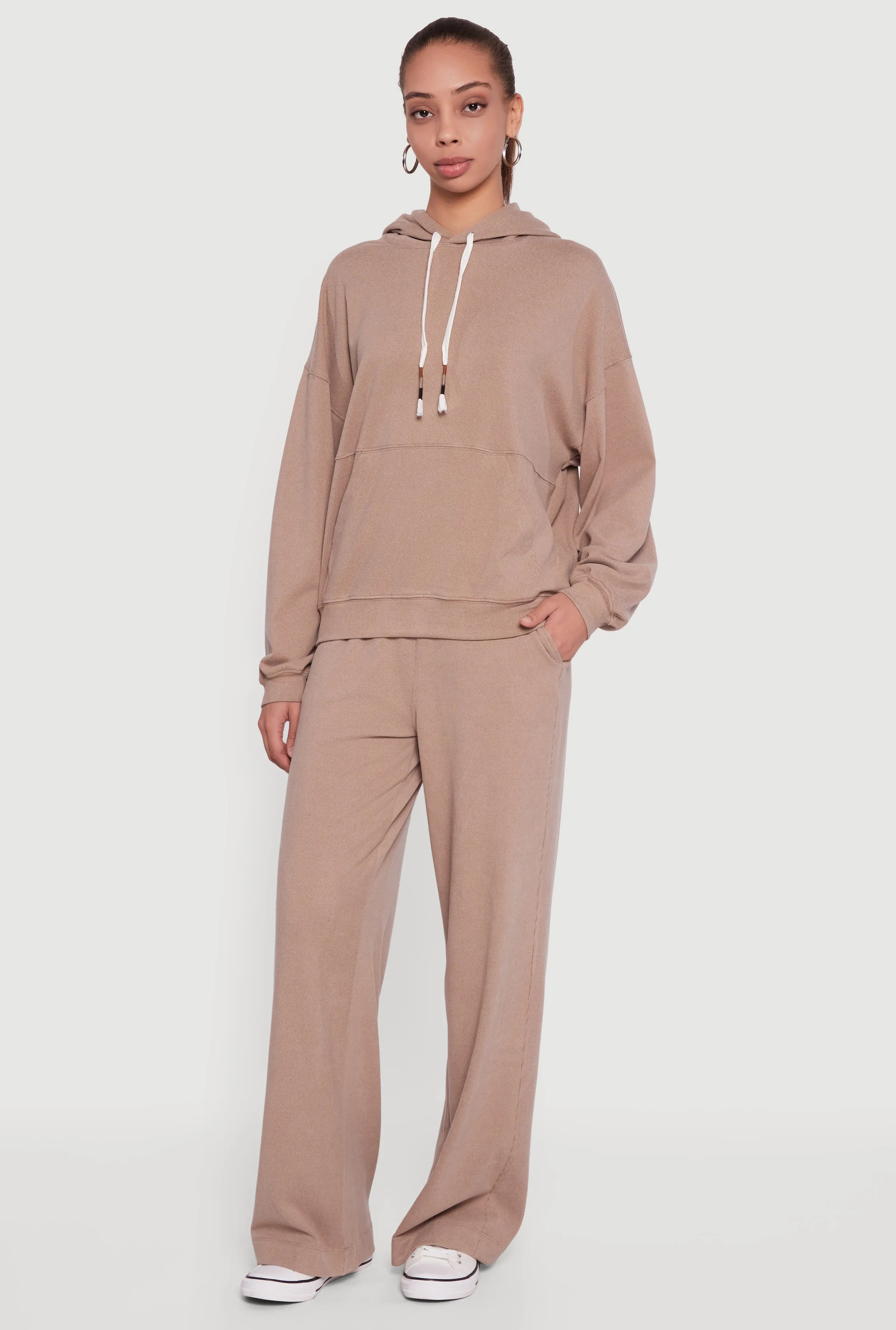 Soft Rib Knit Pull On Wide Leg Sweatpants sold by Rainbow