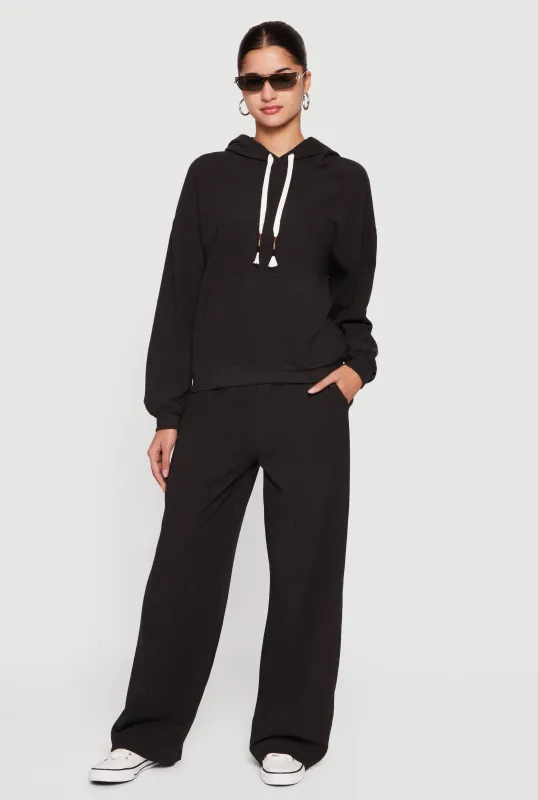 Soft Rib Knit Pull On Wide Leg Sweatpants sold by Rainbow