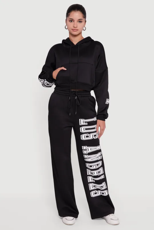 Los Angeles Graphic Wide Leg Sweatpants sold by Rainbow