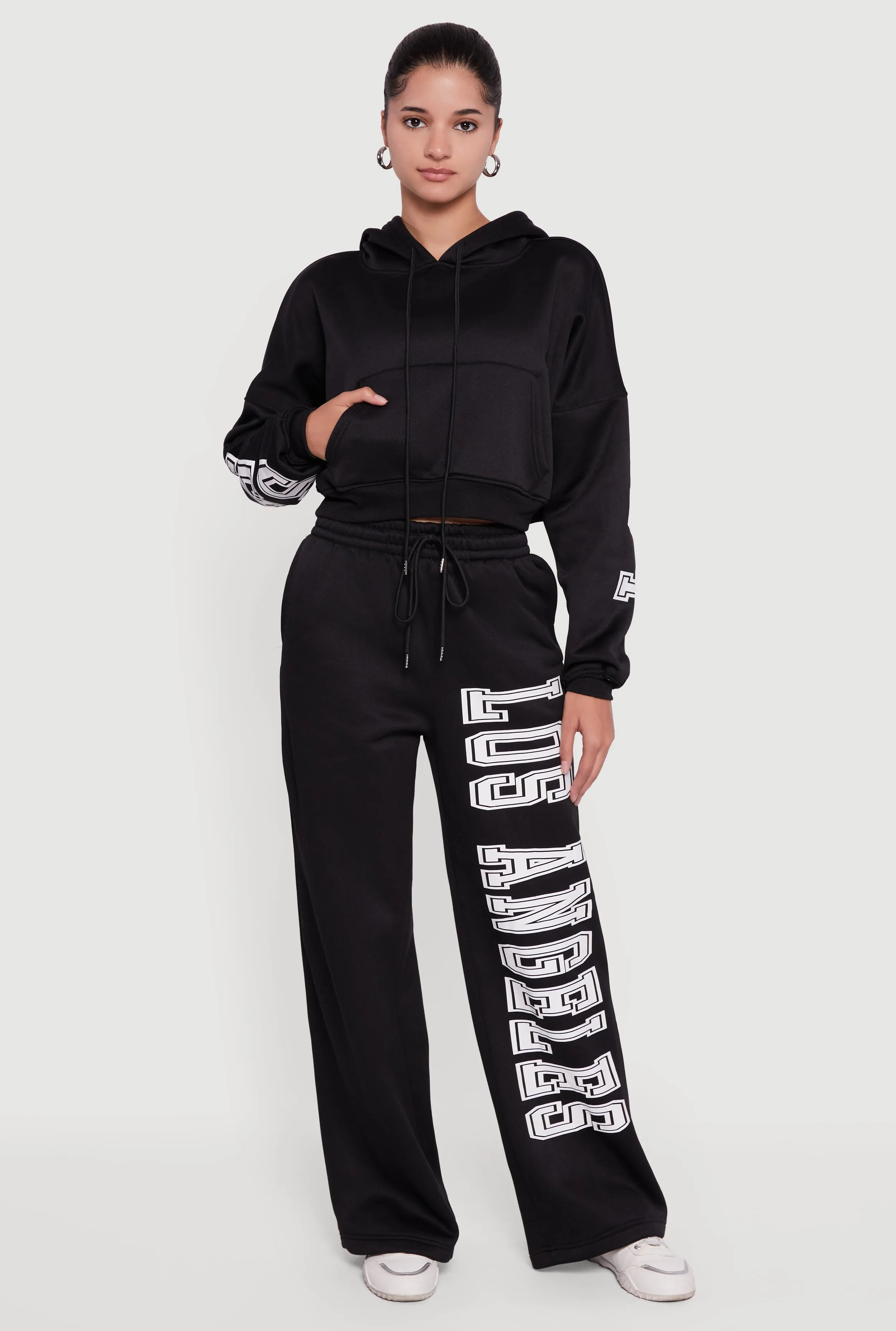 Los Angeles Graphic Wide Leg Sweatpants sold by Rainbow