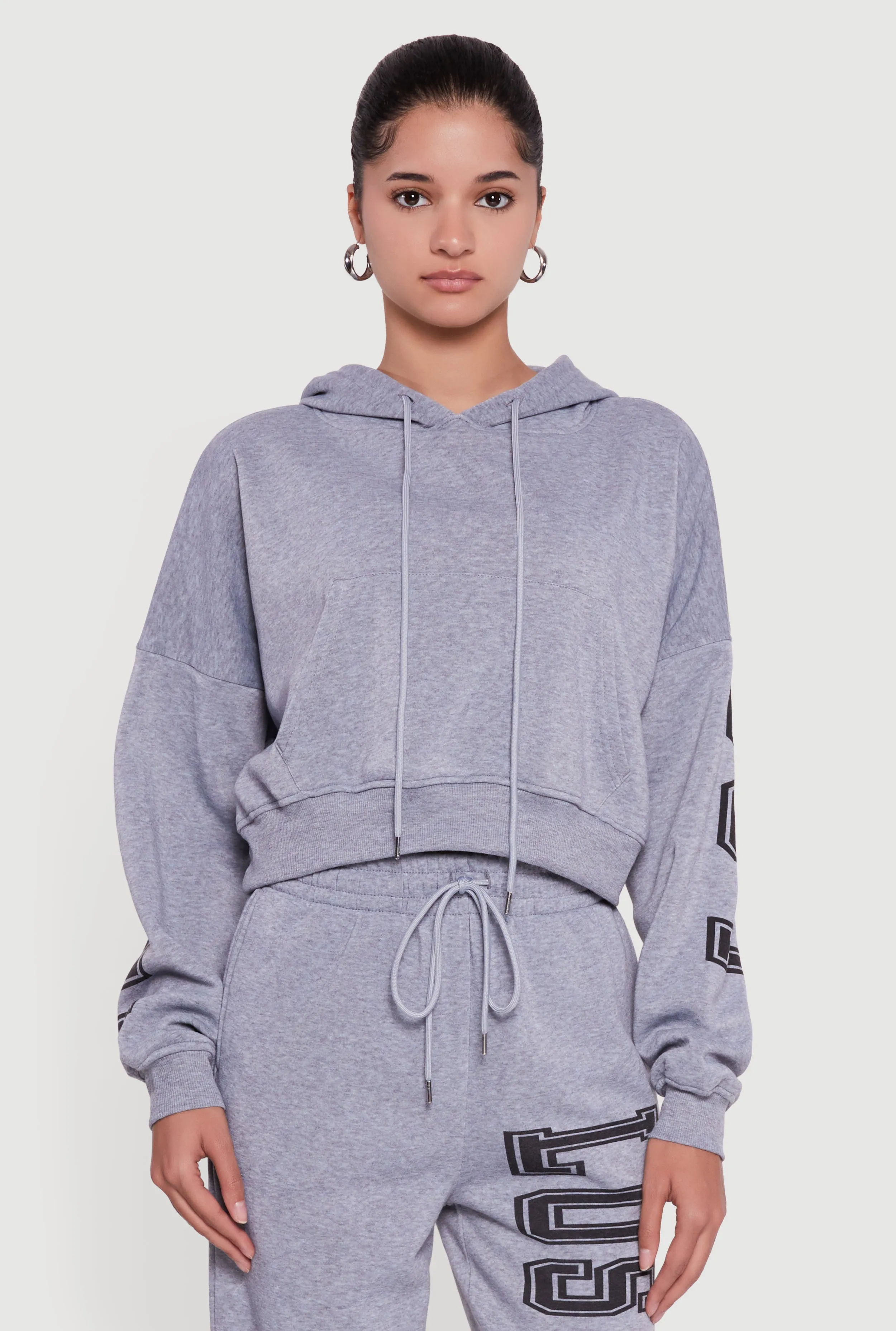 Cropped Los Angeles Graphic Hooded Sweatshirt sold by Rainbow product image thumbnail 3