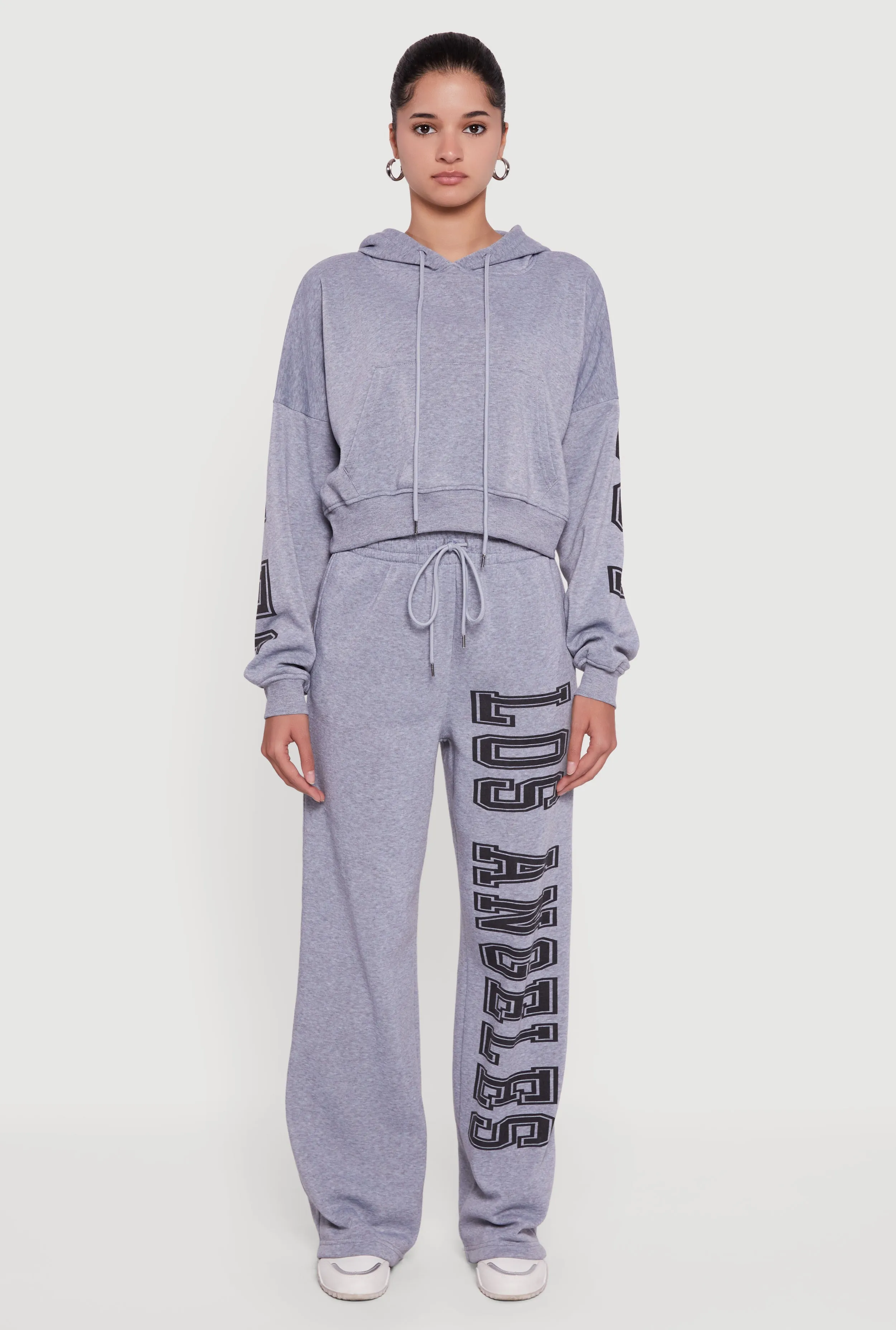 Cropped Los Angeles Graphic Hooded Sweatshirt sold by Rainbow product image thumbnail 3