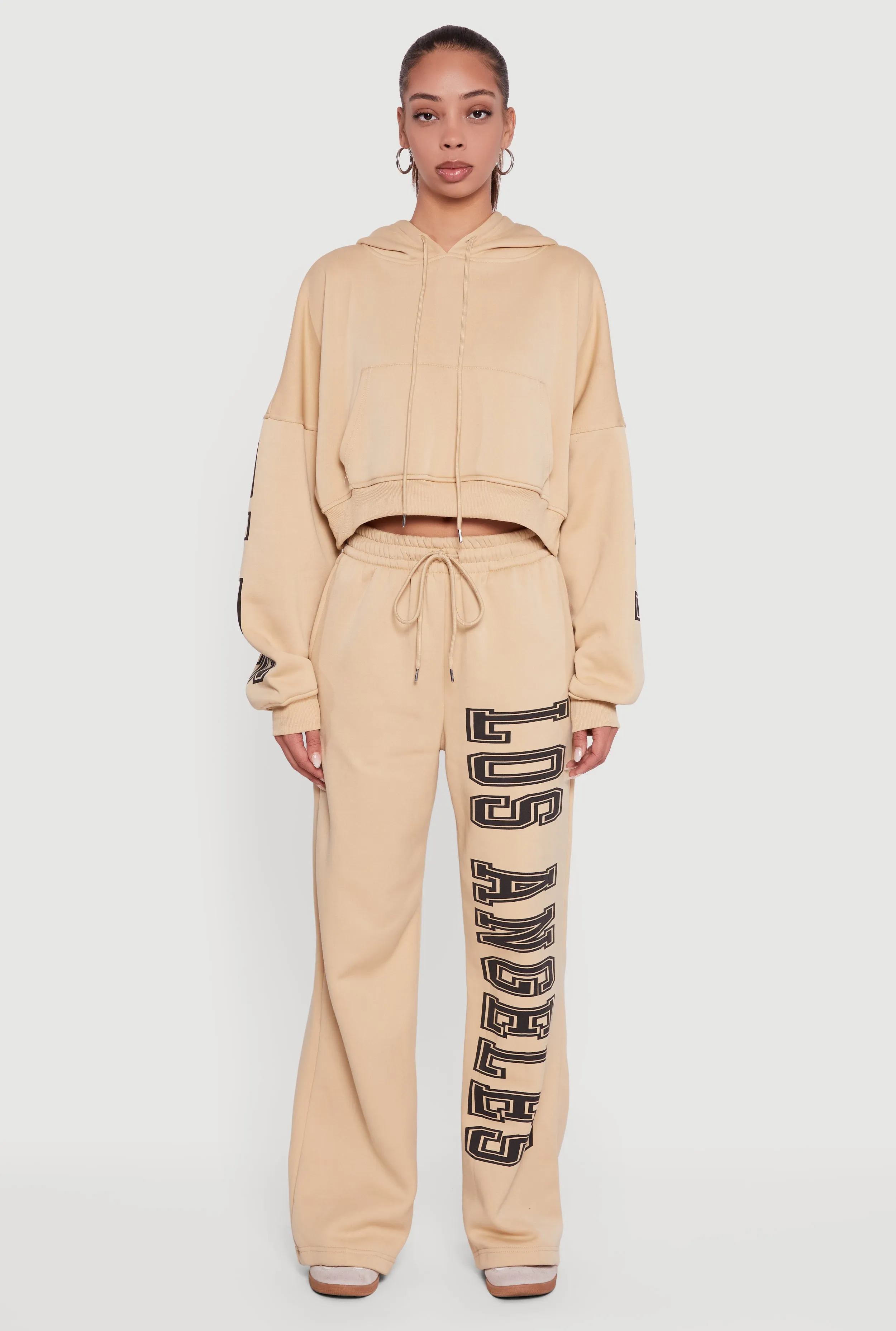 Cropped Los Angeles Graphic Hooded Sweatshirt sold by Rainbow product image thumbnail 3