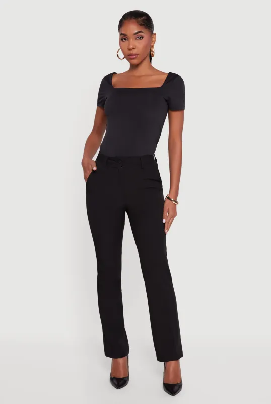 Solid Slim Straight Leg Dress Pants sold by Rainbow