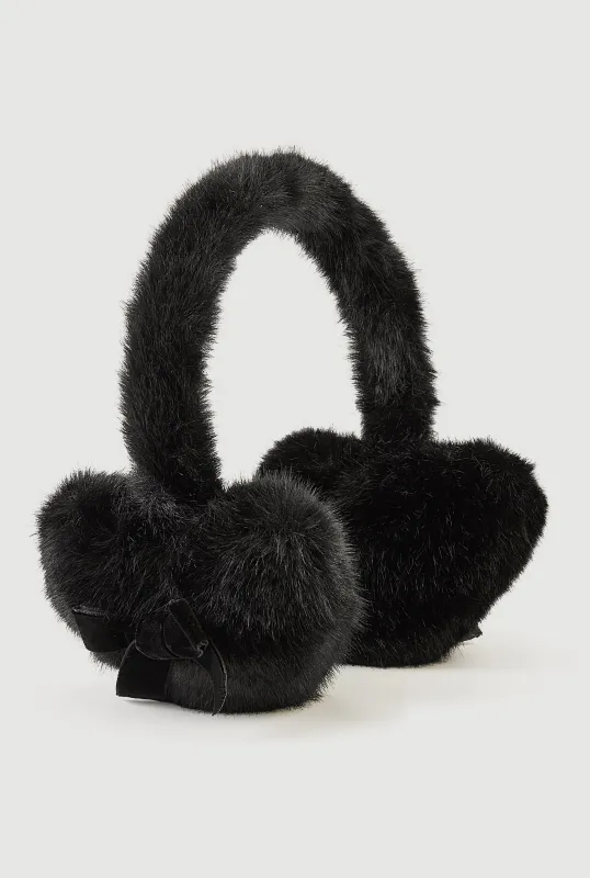 Faux Fur Bow Detail Earmuffs sold by Rainbow