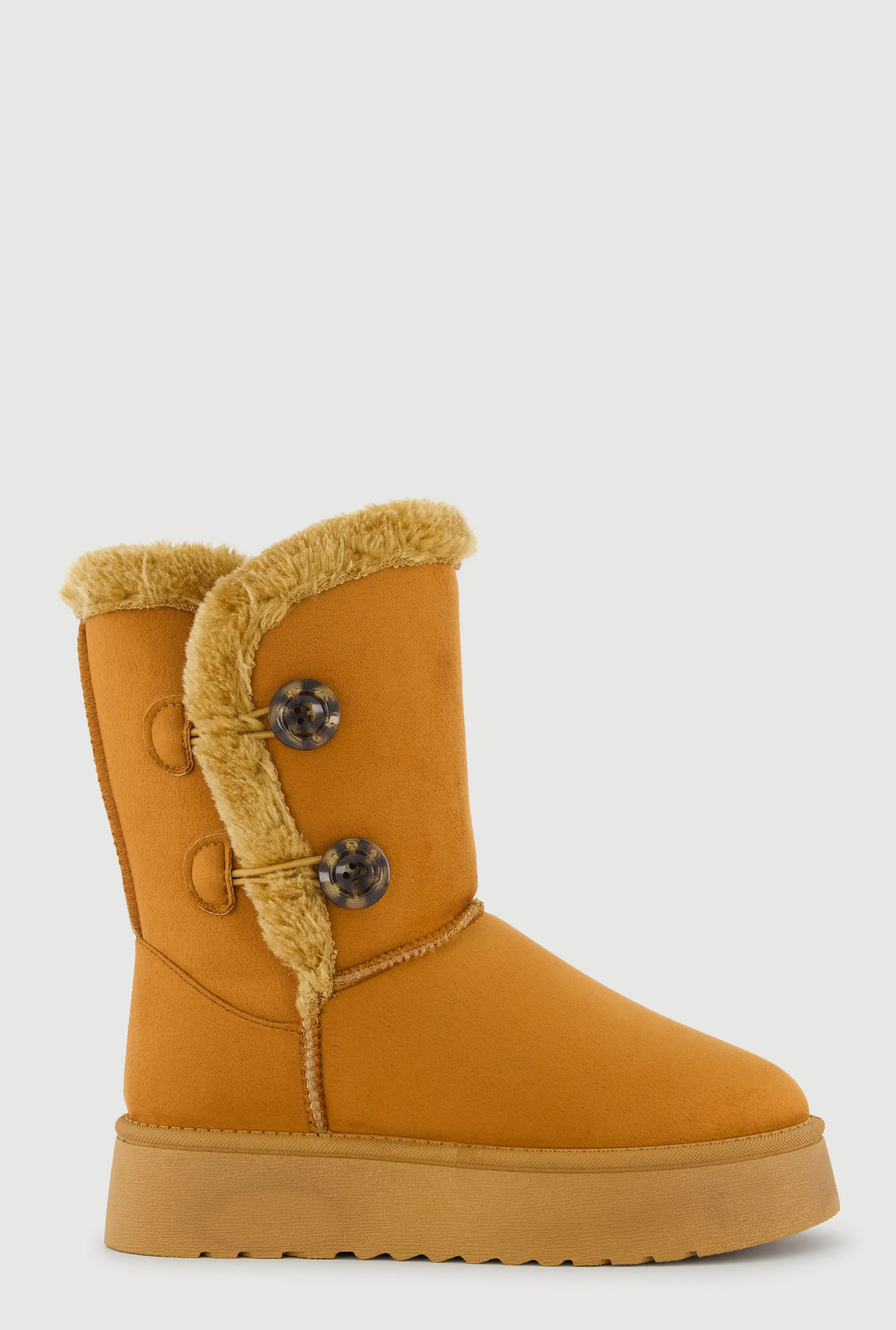 Faux Suede Button Loop Platform Boots sold by Rainbow product image thumbnail 2