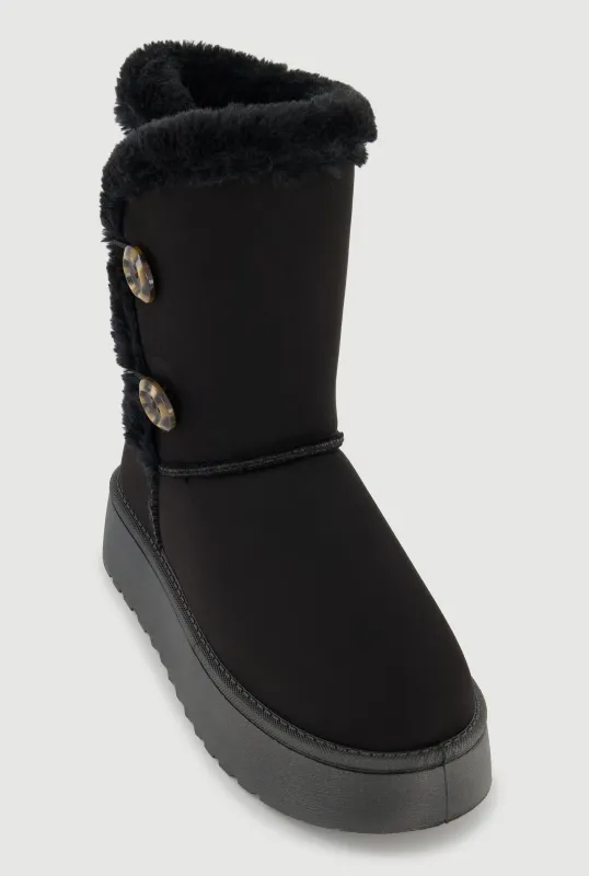 Faux Suede Button Loop Platform Boots sold by Rainbow