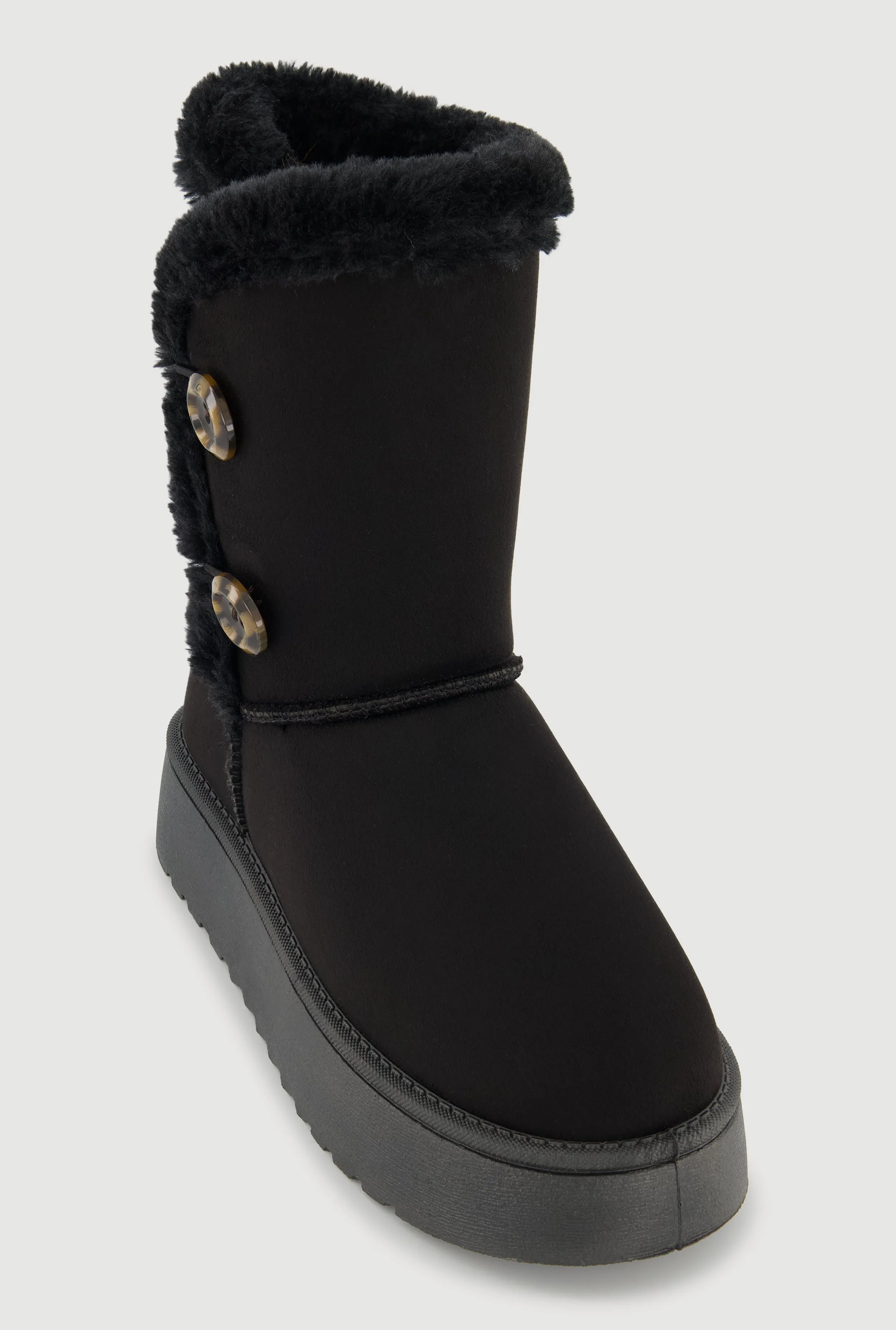 Faux Suede Button Loop Platform Boots sold by Rainbow