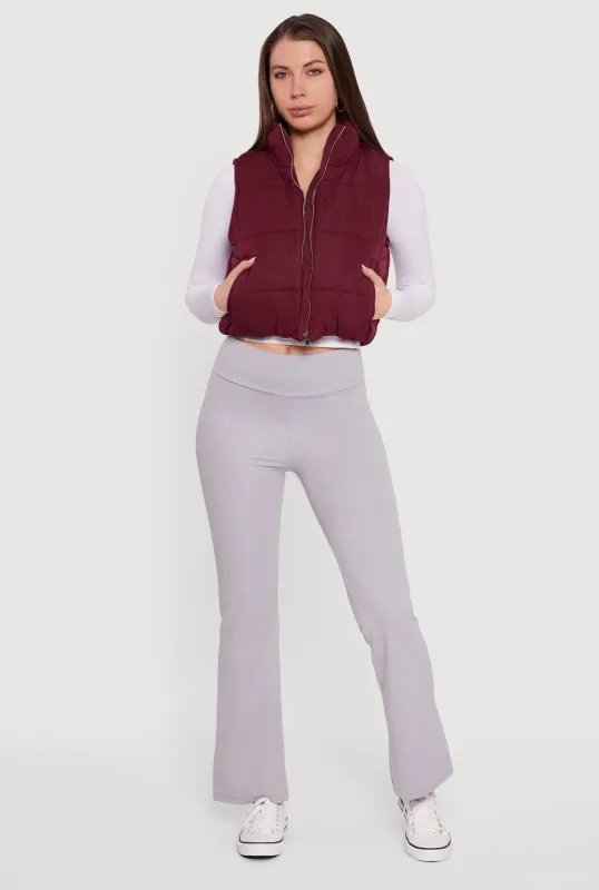 Cropped Mock Neck Puffer Vest sold by Rainbow