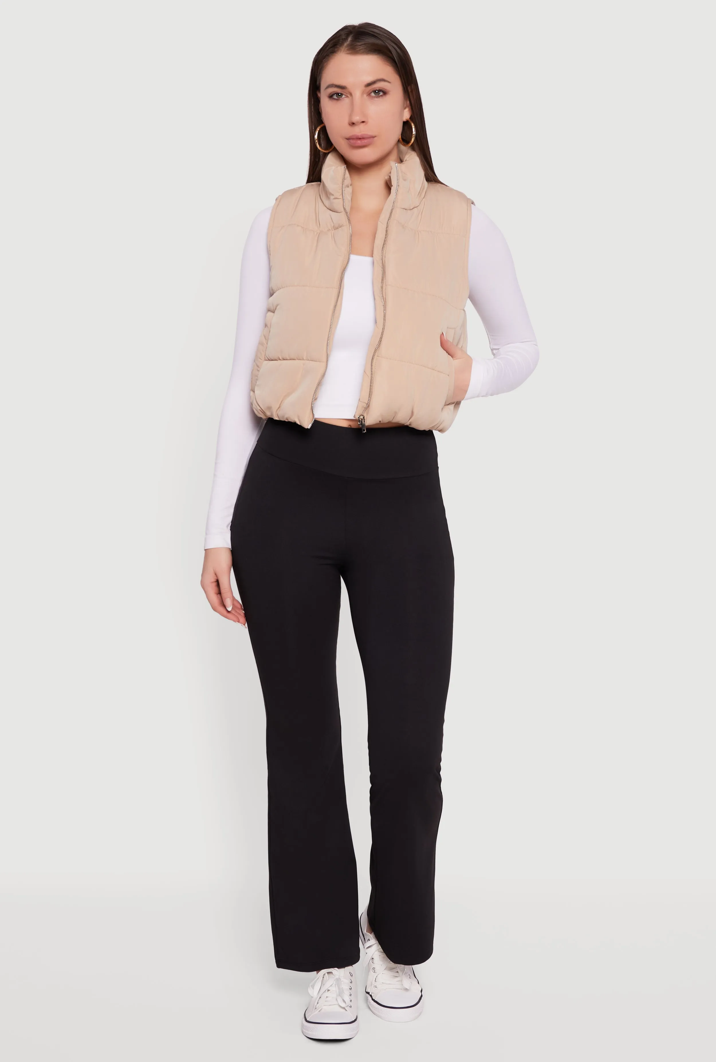 Cropped Mock Neck Puffer Vest sold by Rainbow
