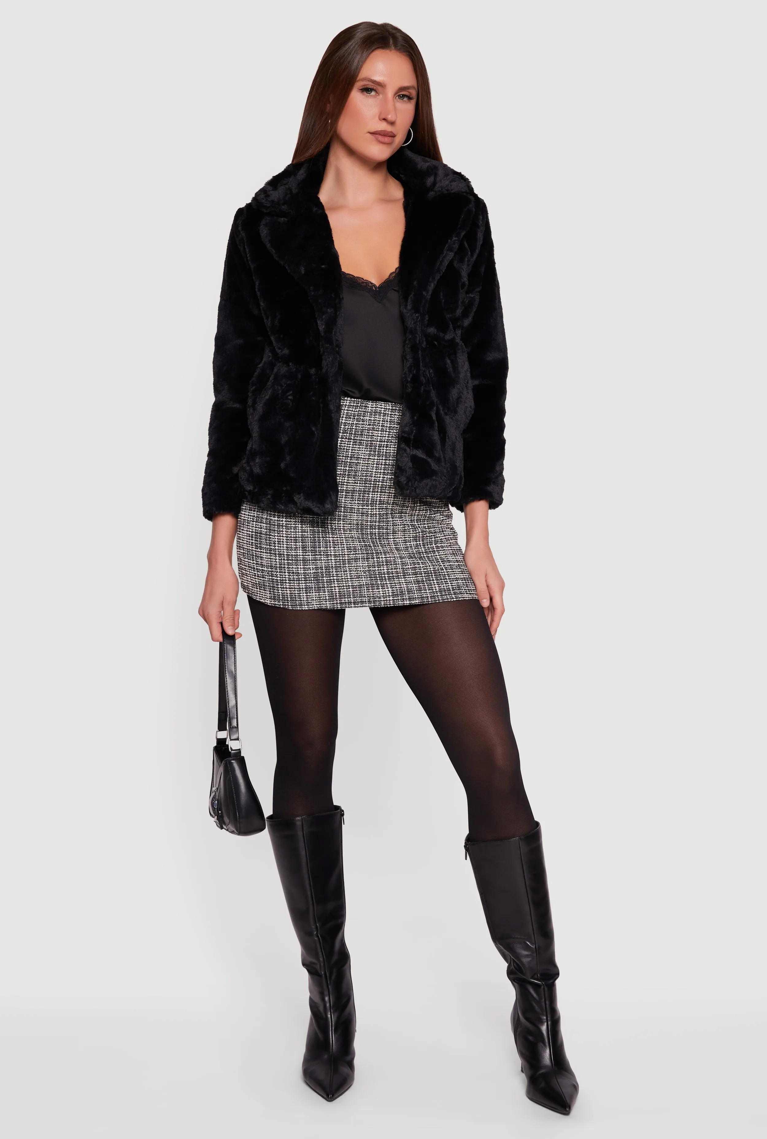 Snap Button Front Faux Fur Coat sold by Rainbow