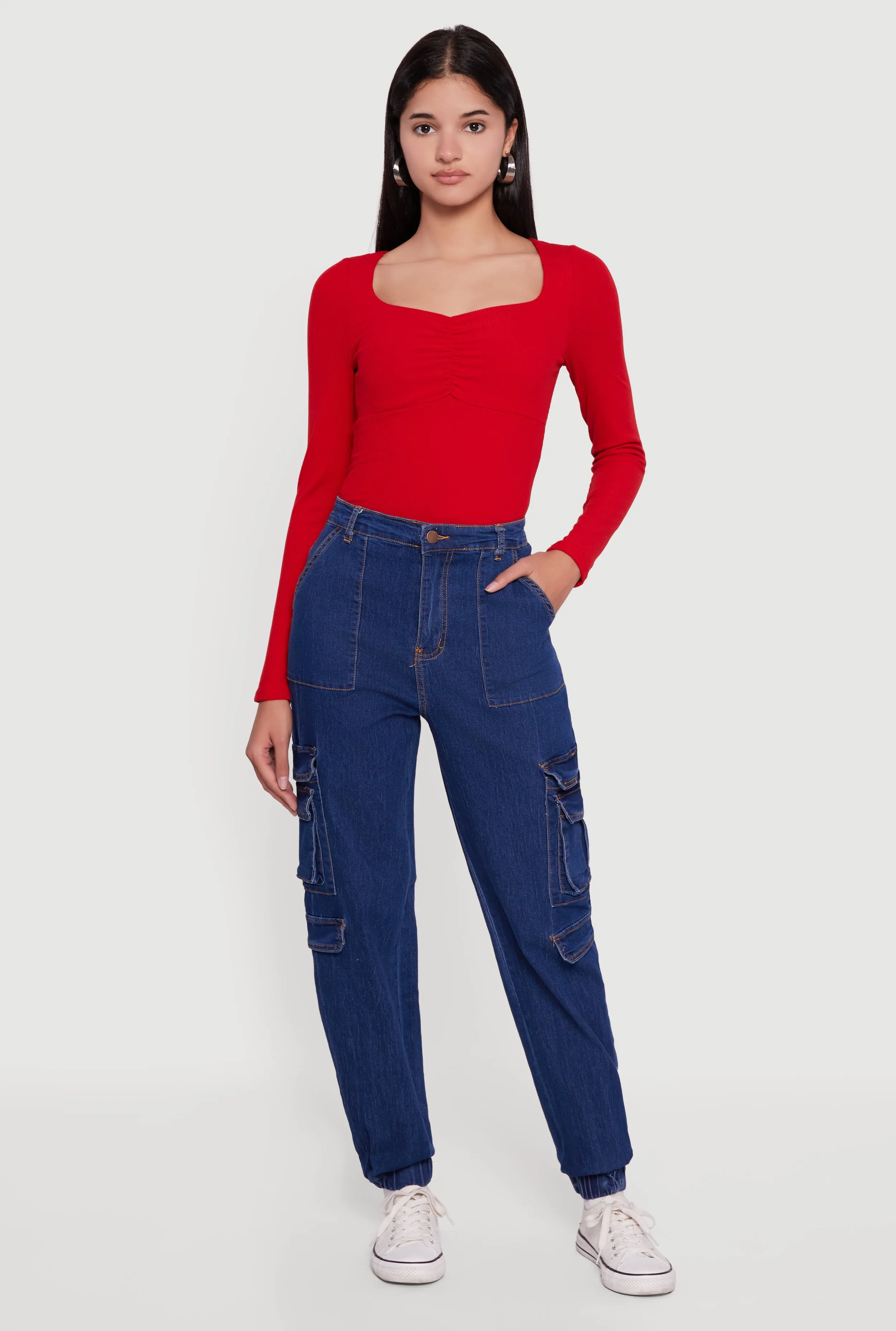 Solid Denim Cargo Joggers sold by Rainbow