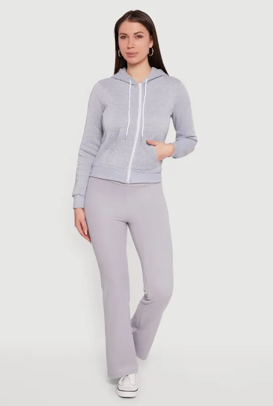 Contrast Zip Front Drawstring Hoodie sold by Rainbow