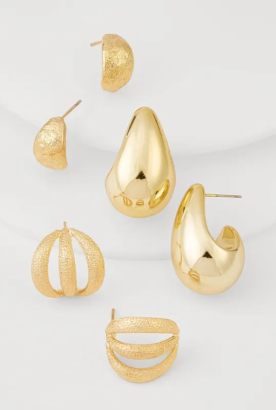 Assorted Metallic Hoop Earrings Trio sold by Rainbow