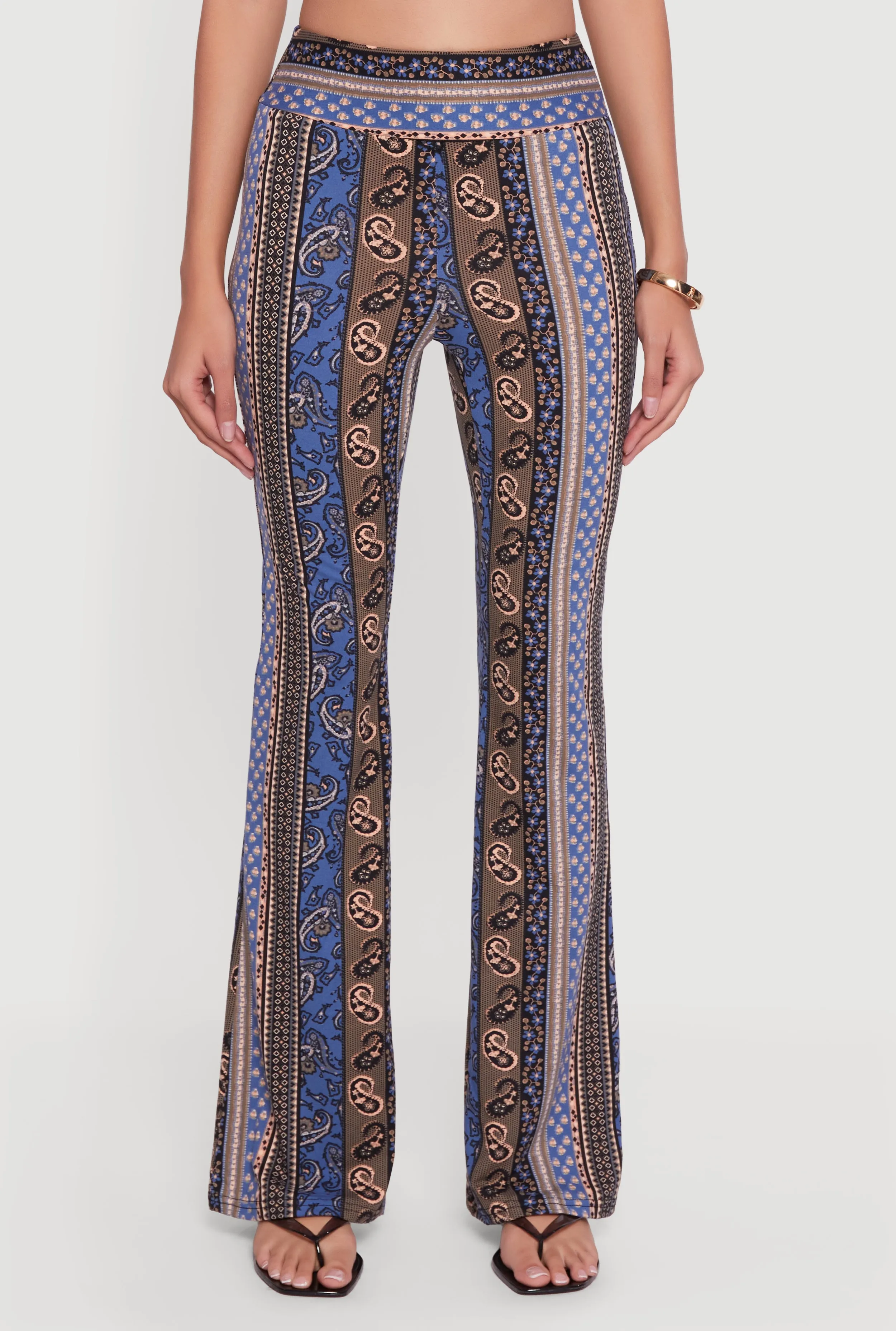 Boho Border Print High Waisted Flare Leg Pants sold by Rainbow product image thumbnail 5