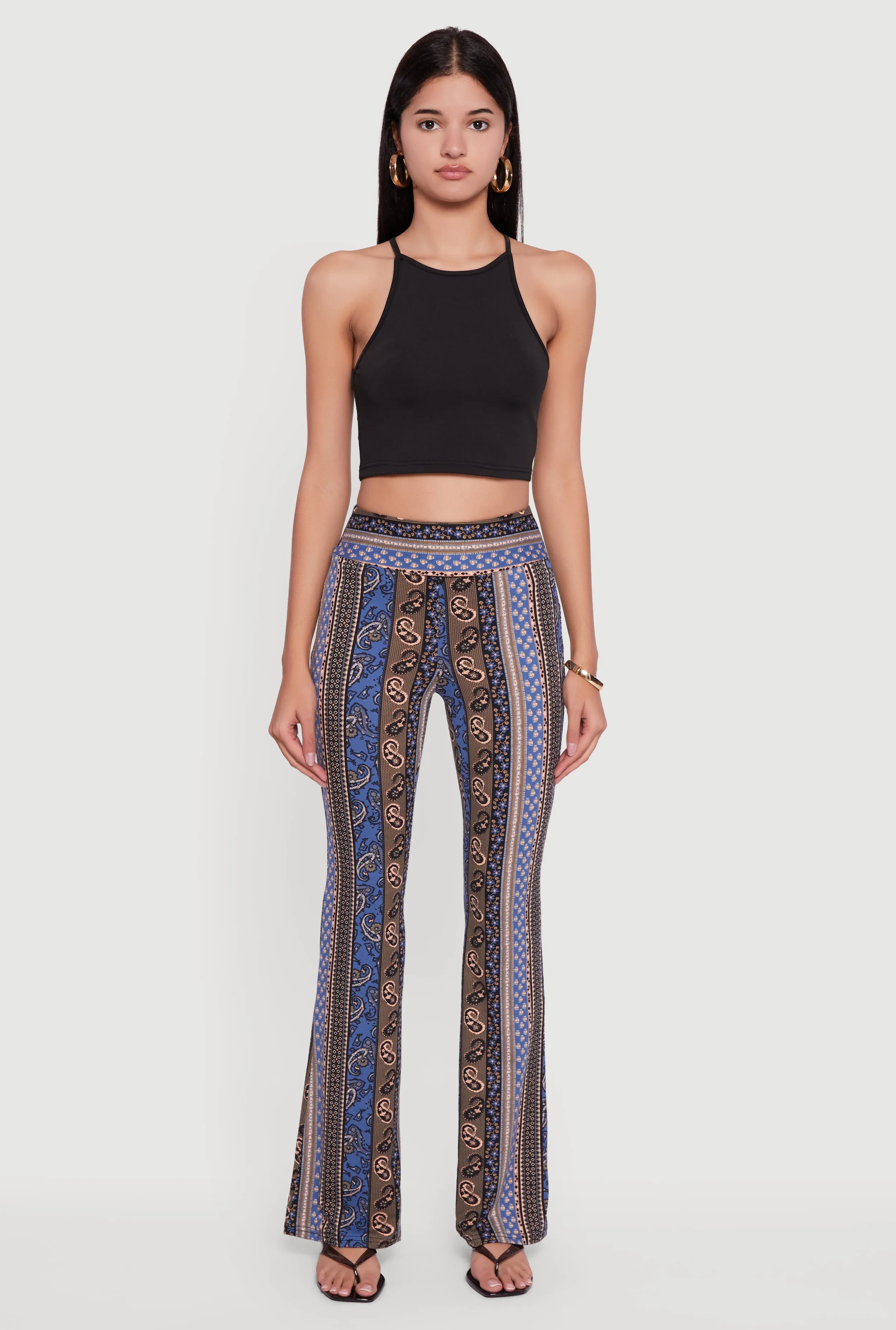 Boho Border Print High Waisted Flare Leg Pants sold by Rainbow product image thumbnail 2