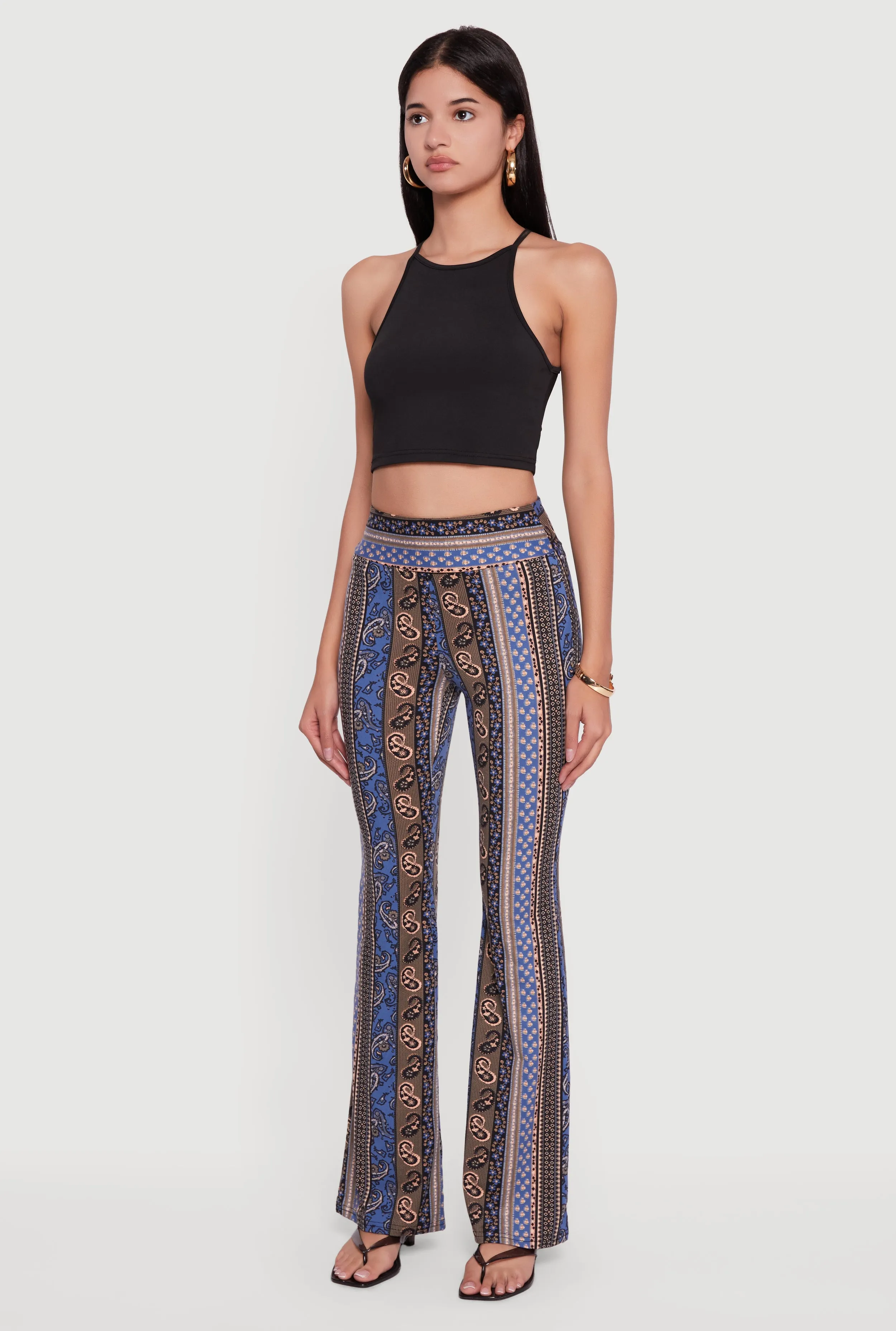 Boho Border Print High Waisted Flare Leg Pants sold by Rainbow product image thumbnail 3
