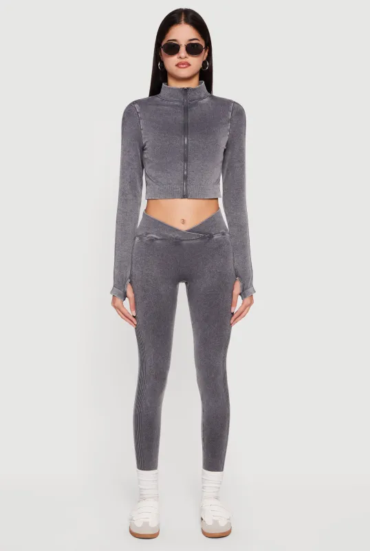 Seamless Acid Wash V-Waist Leggings sold by Rainbow