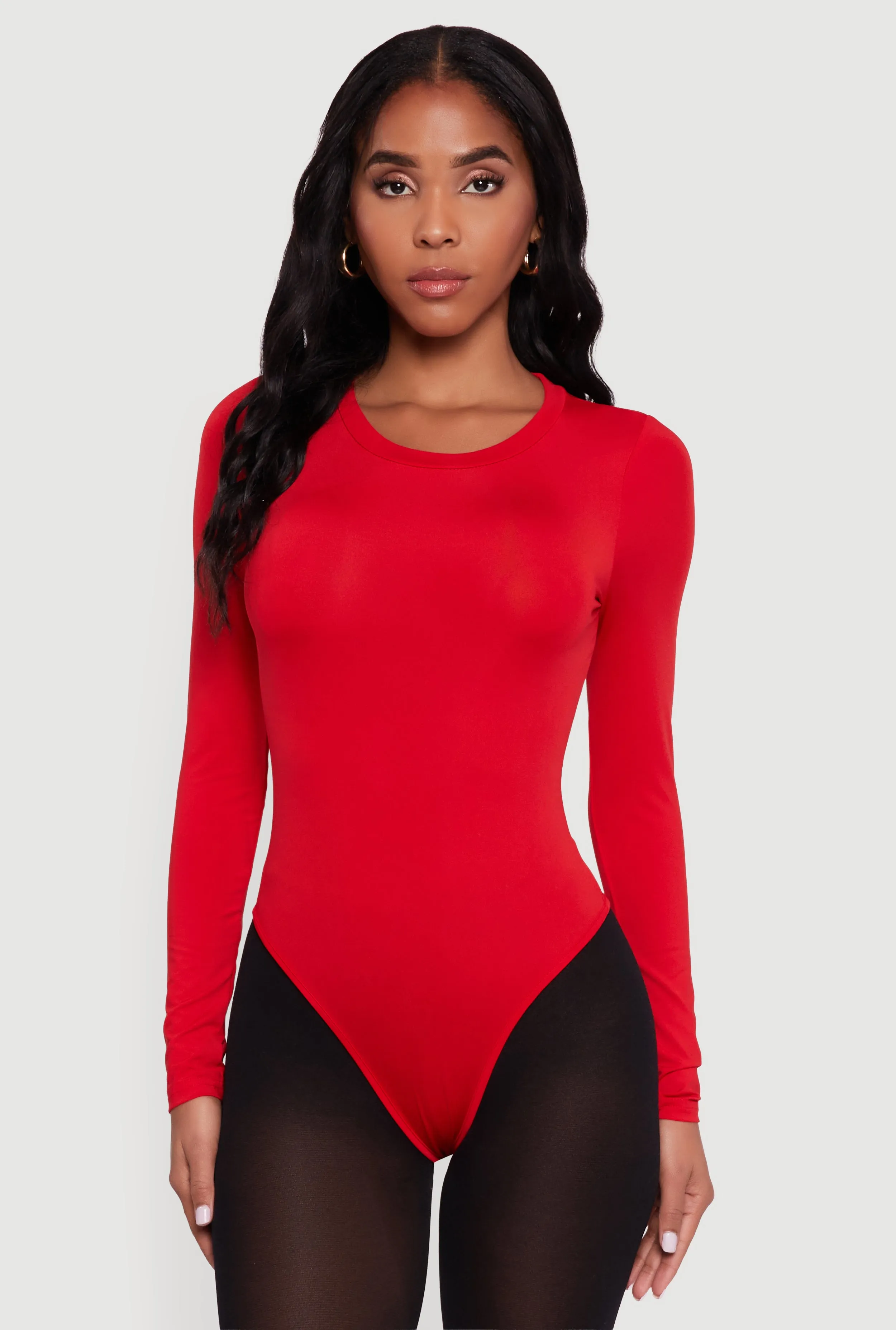 Basic Curve Hugging Long Sleeve Crew Neck Bodysuit sold by Rainbow product image thumbnail 2